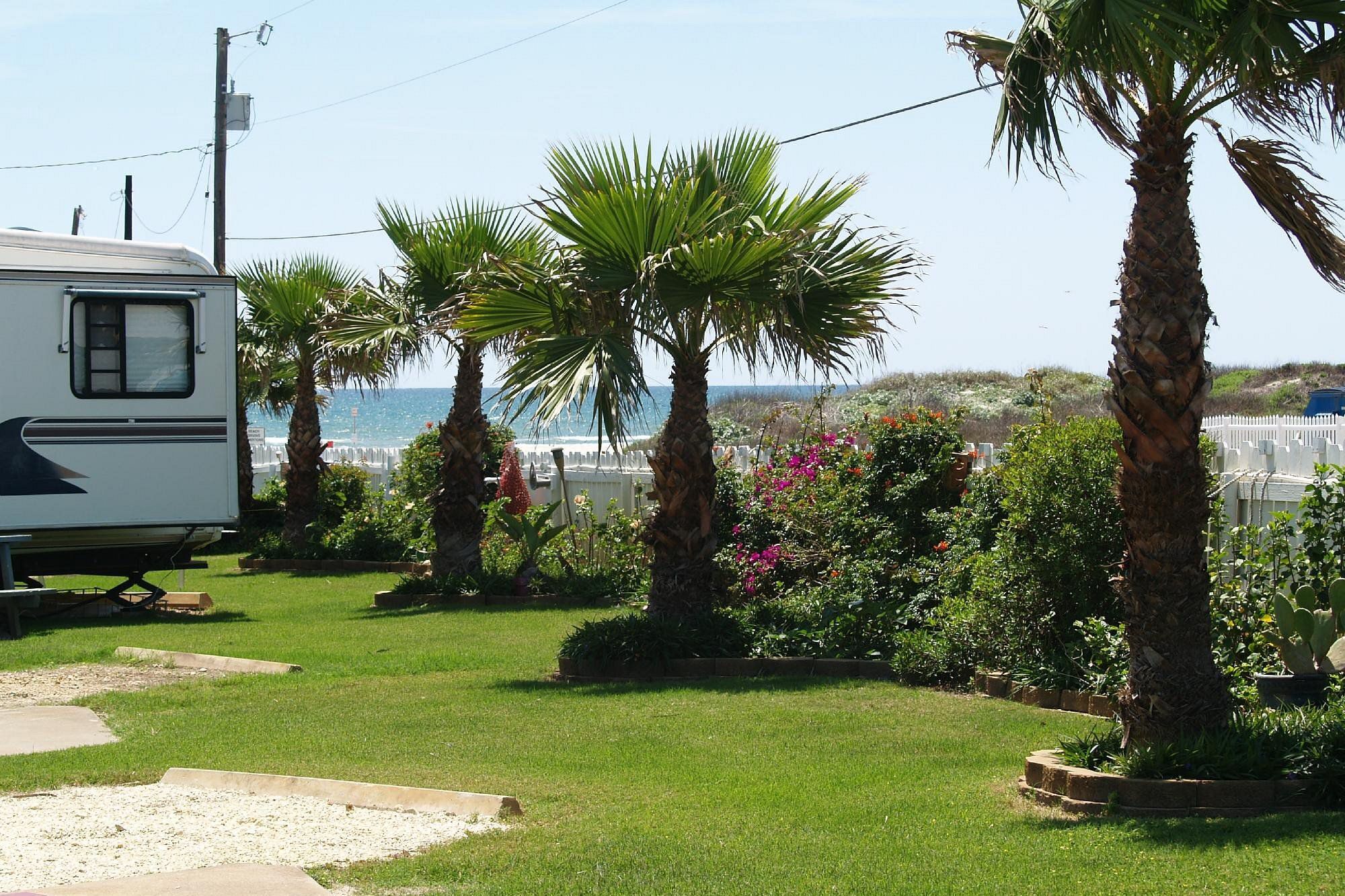 On The Beach RV Park, Port Aransas, Texas, RV park area on the beach with the shore and ocean in the background