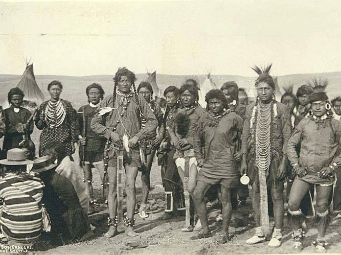 Cree Indian sun dancers, probably Montana, c. 1893.