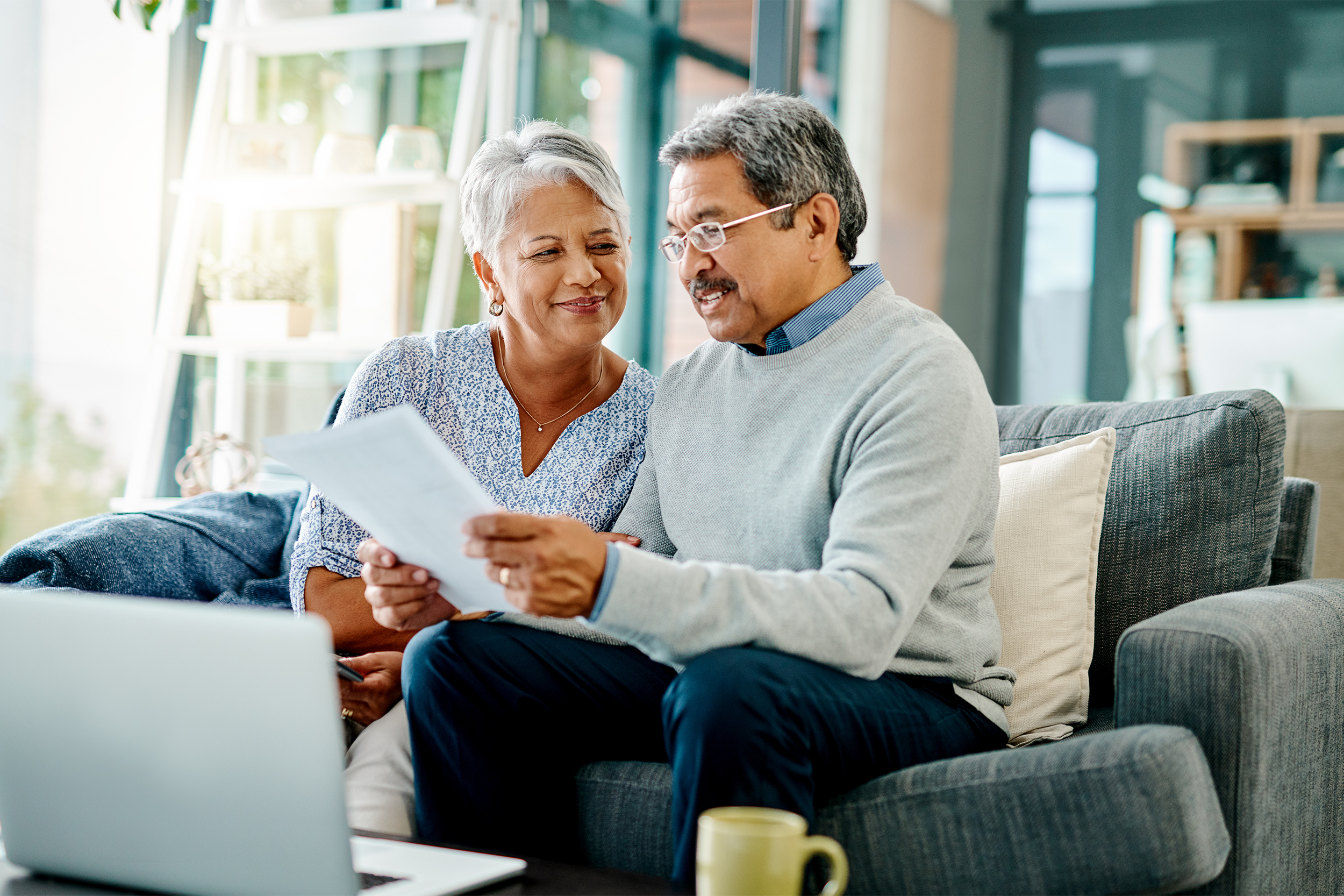 older couple working on finances
