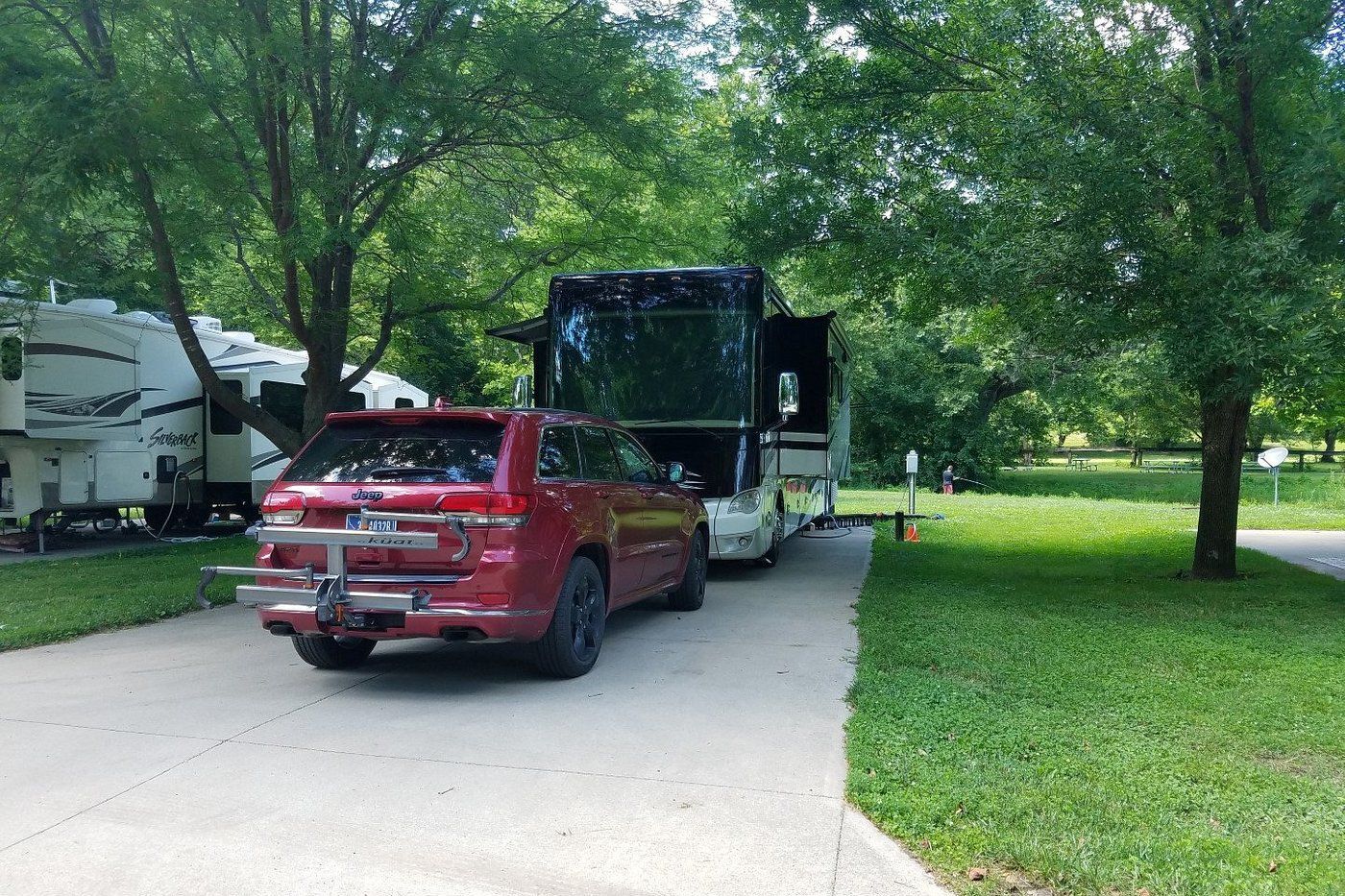 White River Campground, Cicero, Indiana, RV park area with the river in the background