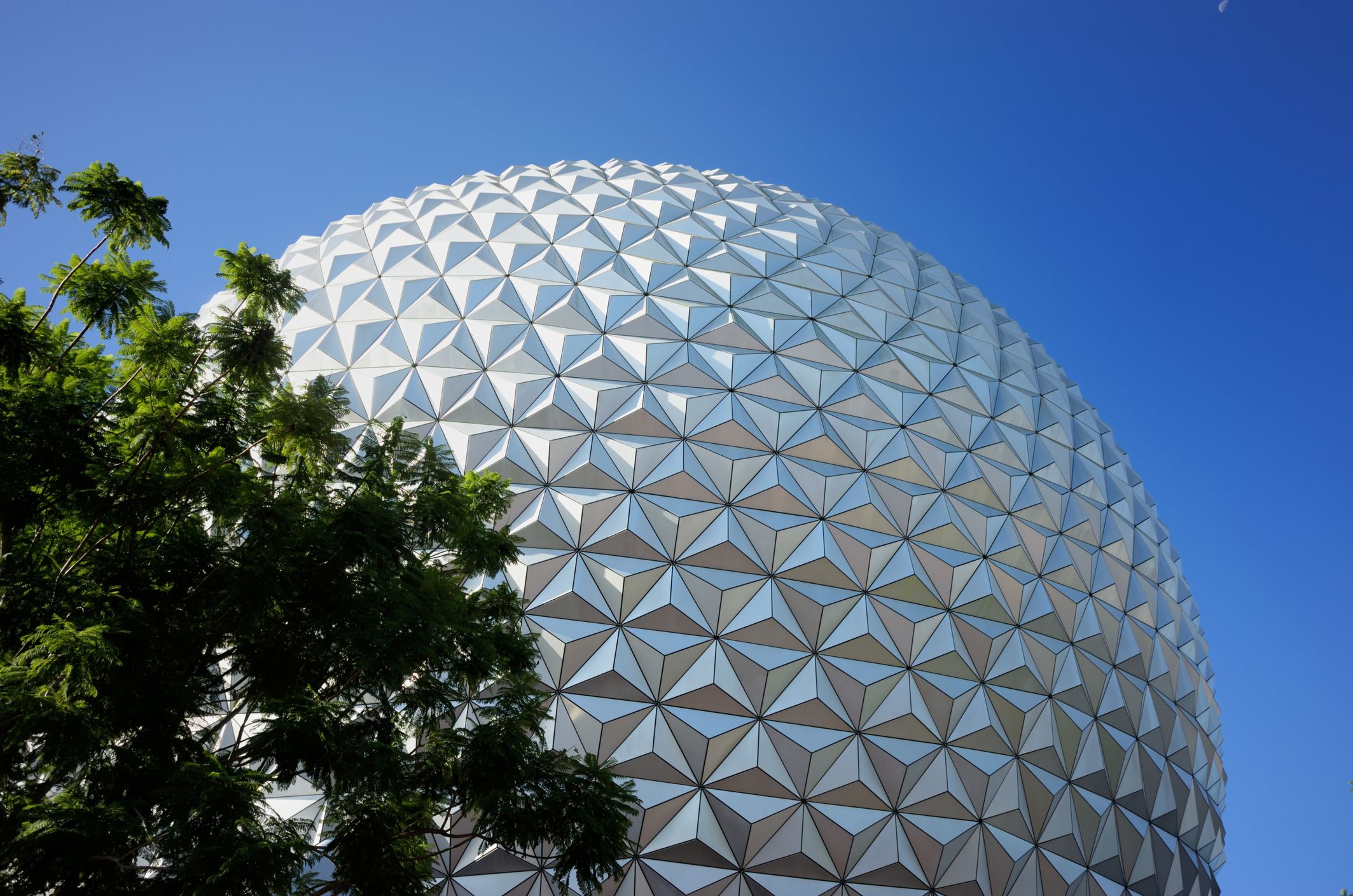 Orlando, Florida, USA - September 2, 2018: Close up of globe pattern on Spaceship Earth at Epcot in Orlando, Florida.