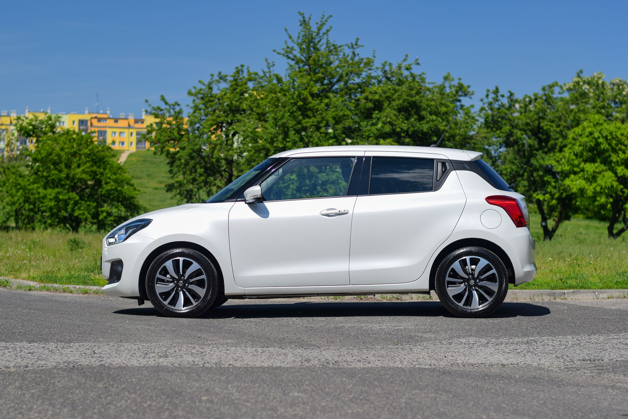 Bratislava, Slovakia – 30 May, 2017: Sixt generation of Suzuki Swift (2017-) stopped on a street. This model is a popular city car in Europe.