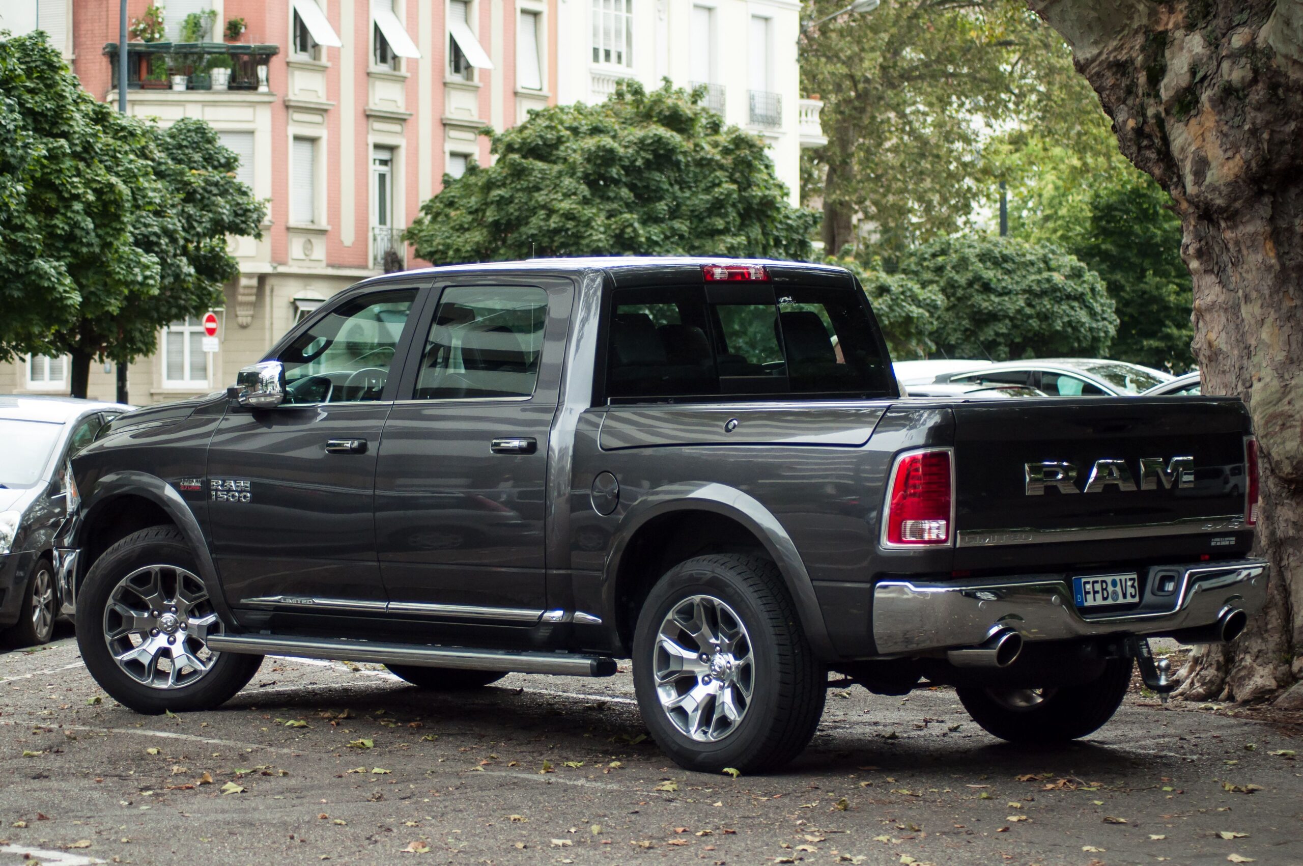 Mulhouse - France - 19 August 2019 - View of silver RAM 1500 pickup parked in the street
