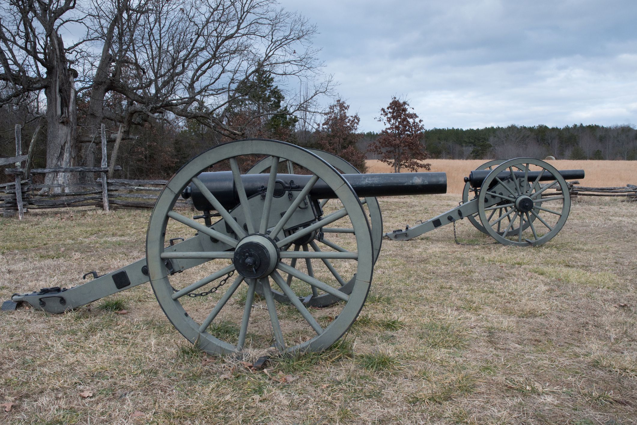 Battle of Gettysburg, PA - Civil War Battle Confederate & Union Memorial, Cannons in agricultural field.