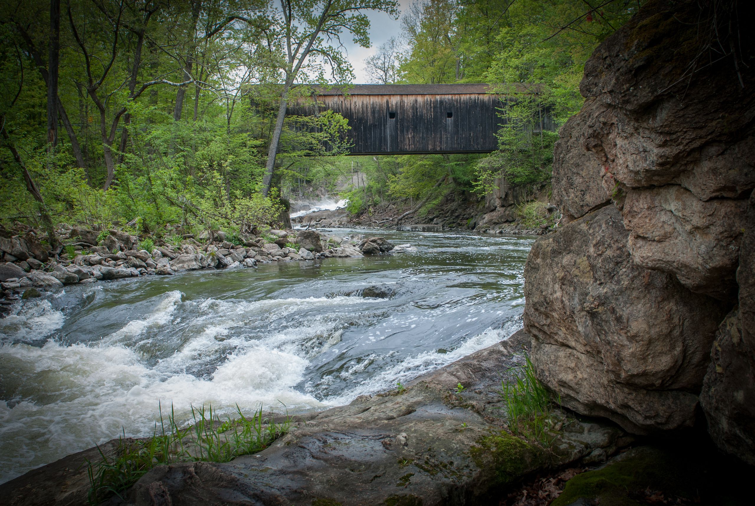 June 9, 2013 - Bulls Bridge, old covered bridge that spans the Housatonic River located in Kent, CT.