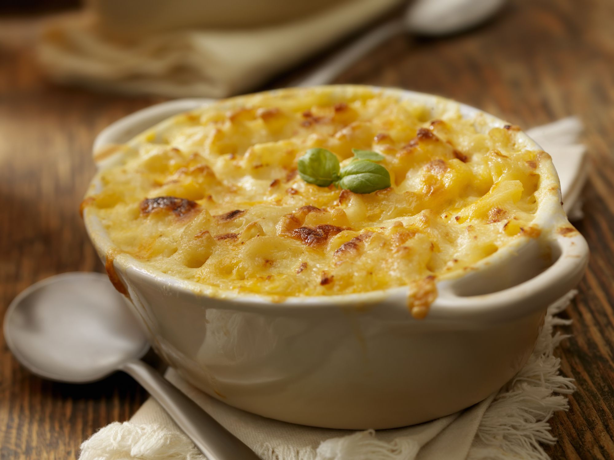 Baked Macaroni and Cheese with Fresh Basil-Photographed on Hasselblad H3D2-39mb Camera
