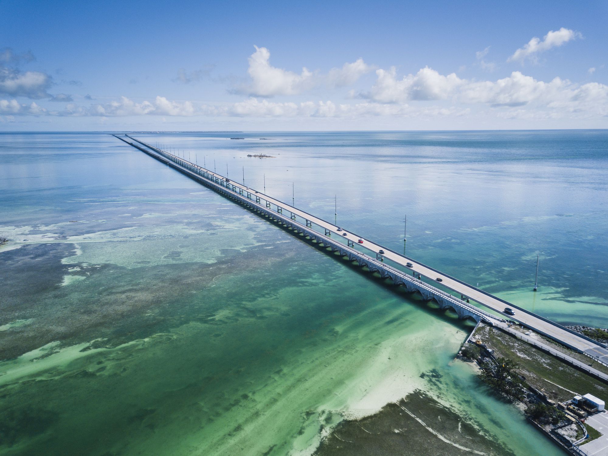Bridge in Florida Keys from drone point of view