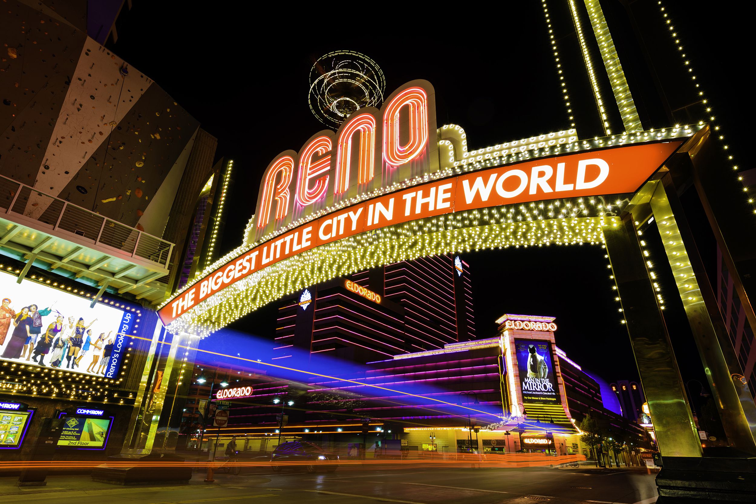 downtown Reno Nevada lights at night