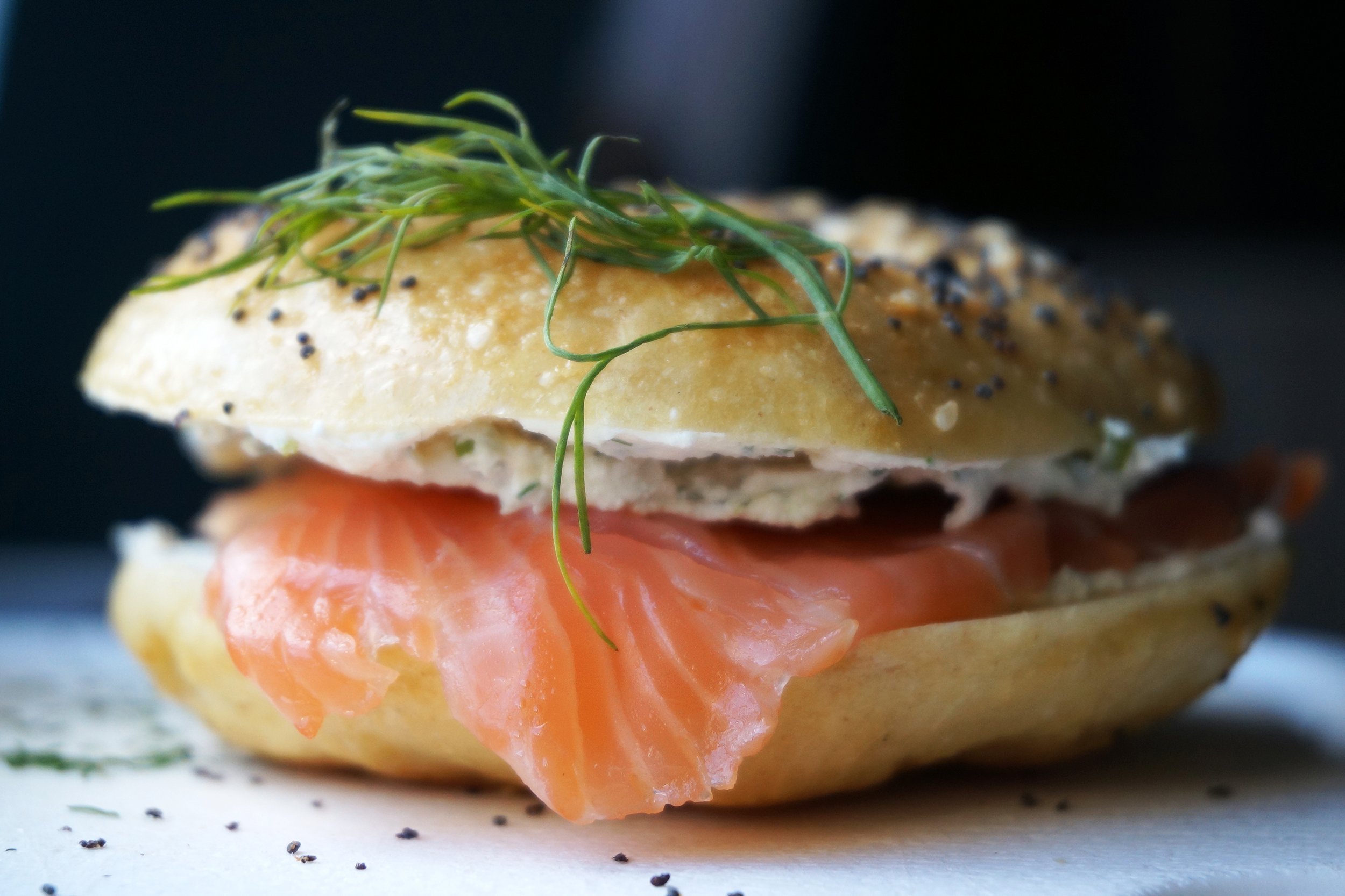 bagel with smoked salmon, cream cheese and dill