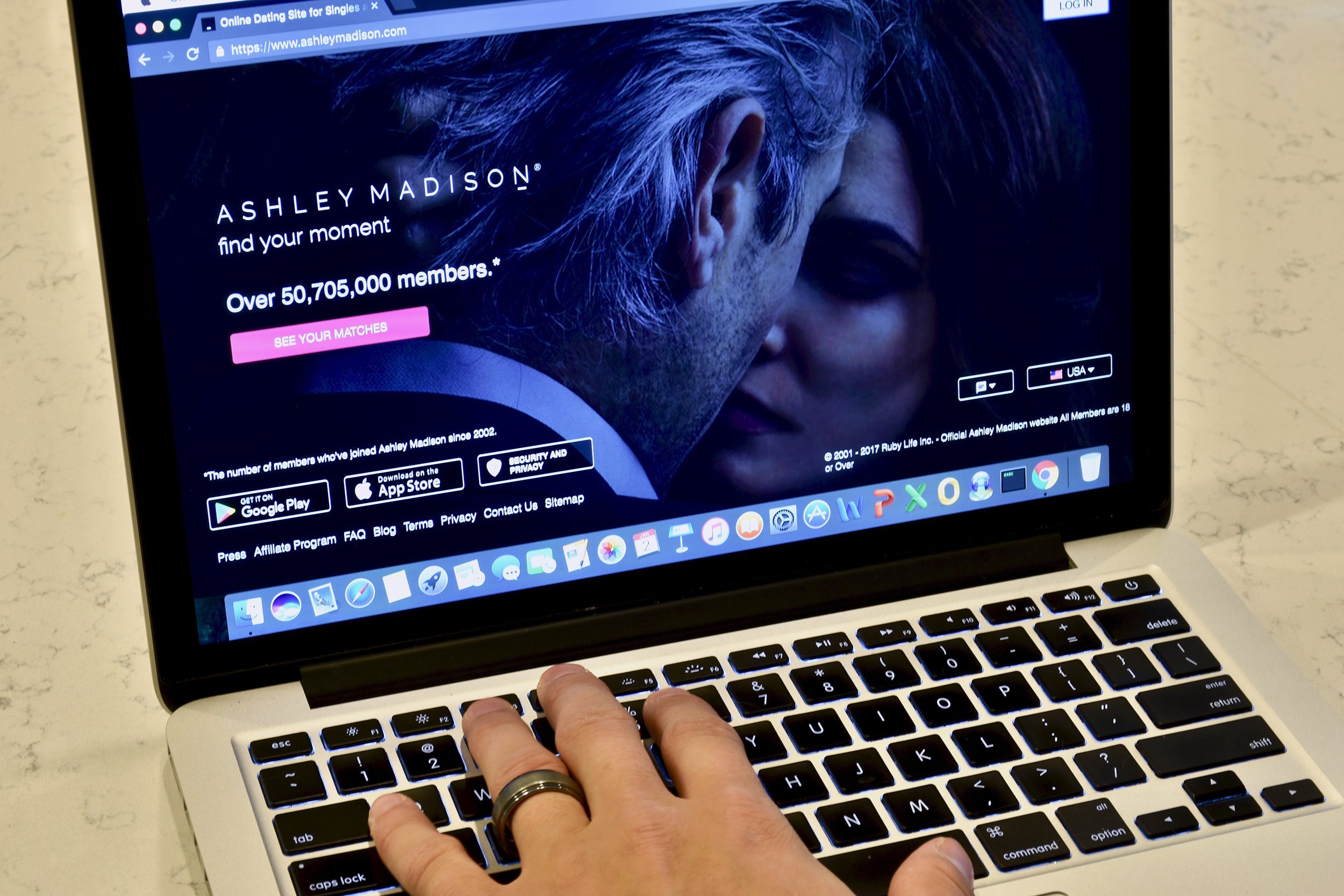 Ashley Madison on laptop