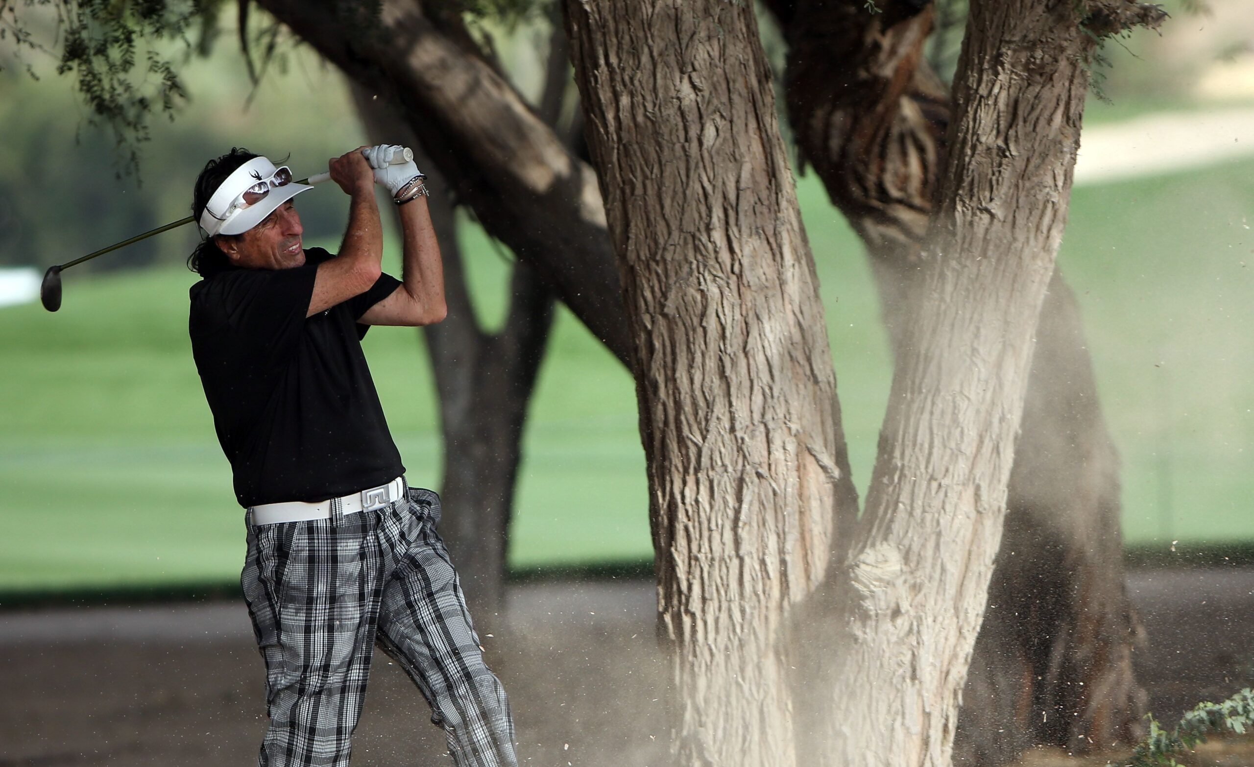 Rock legend Alice Cooper of the USA during the pro-am event prior to the Omega Dubai Desert Classic on January 30, 2013 in Dubai, United Arab Emirates.