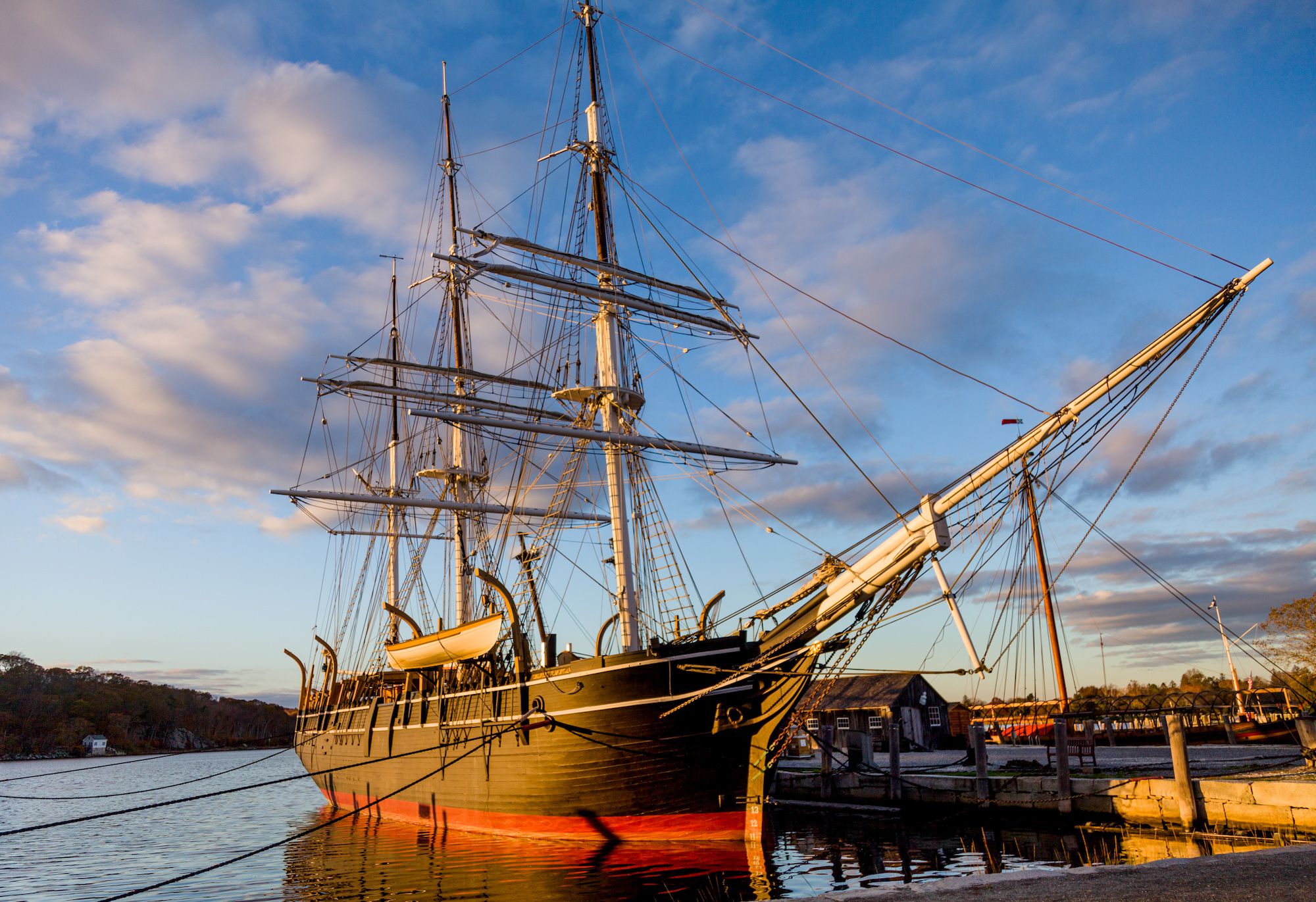 The Charles W Morgan docked at the Mystic Seaport Museum