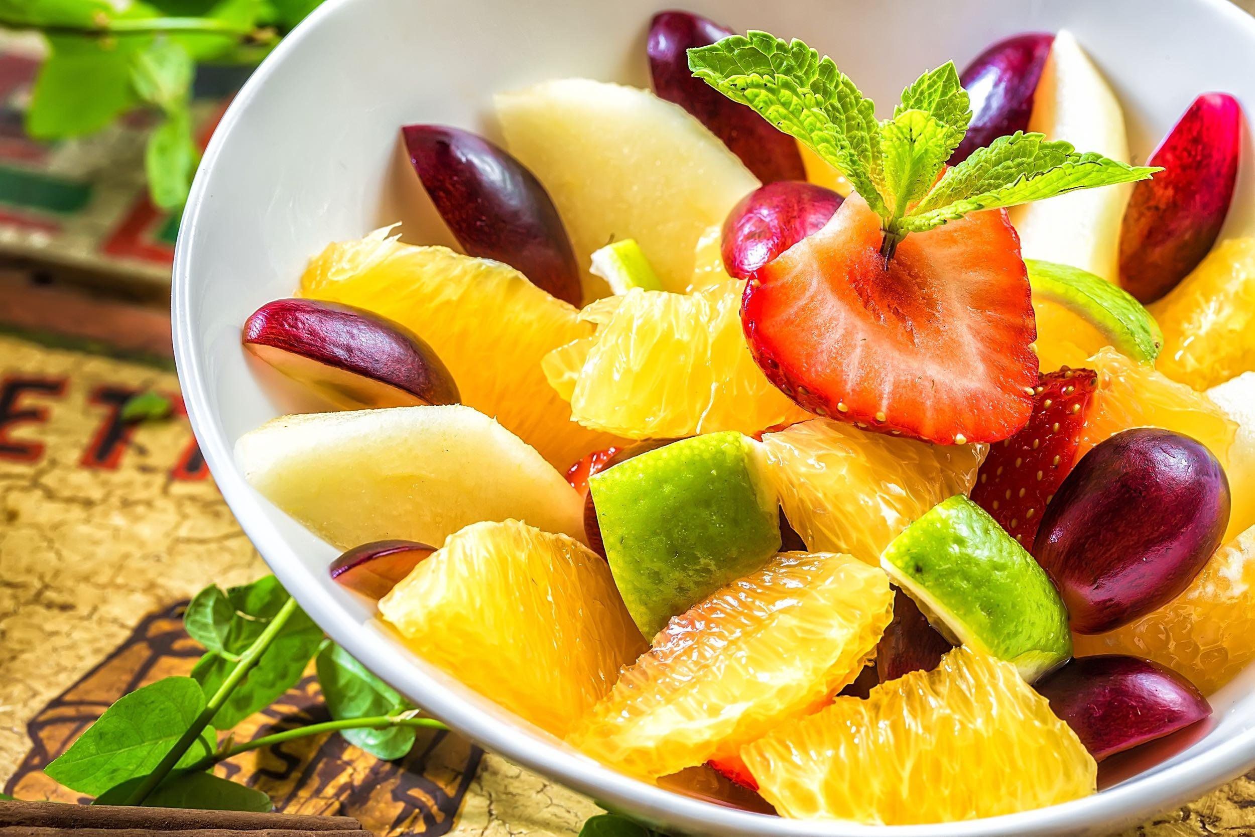 Fruit Salad in a white bowl