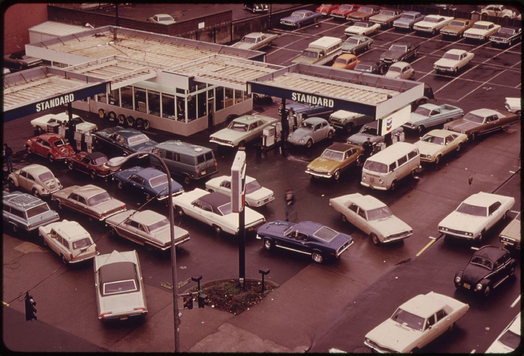 busy gas station
