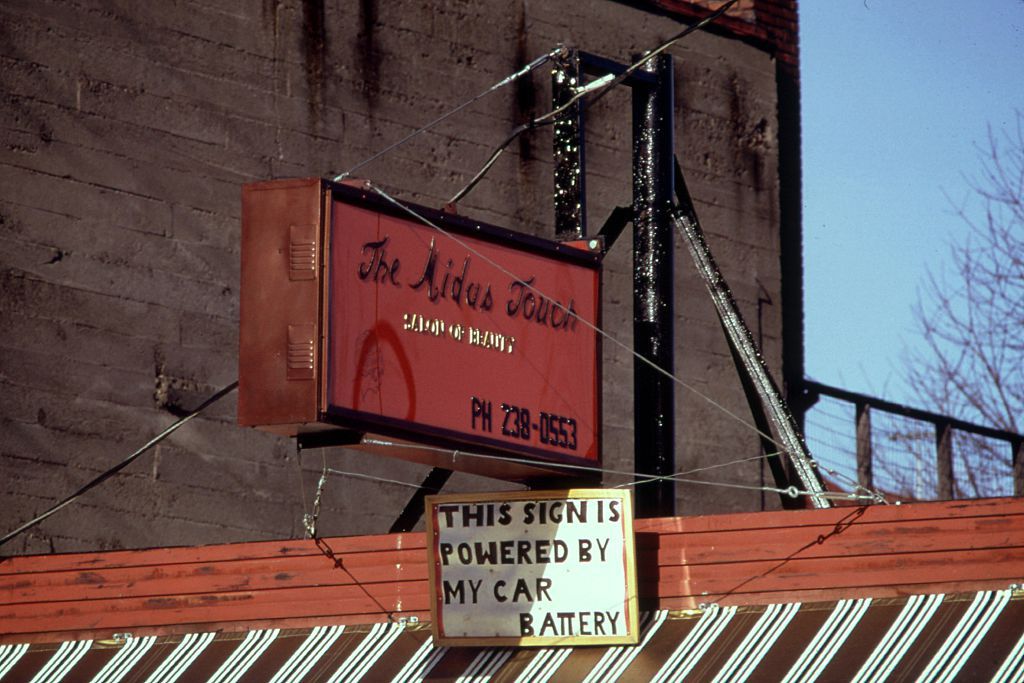 sign powered by car battery