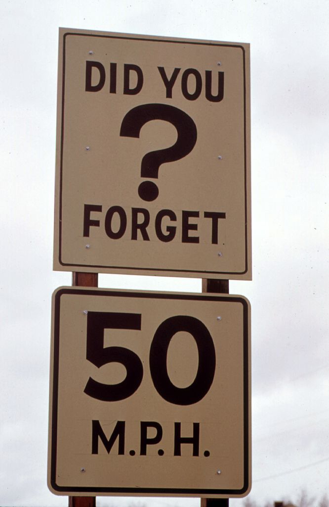speed limit sign during fuel crisis