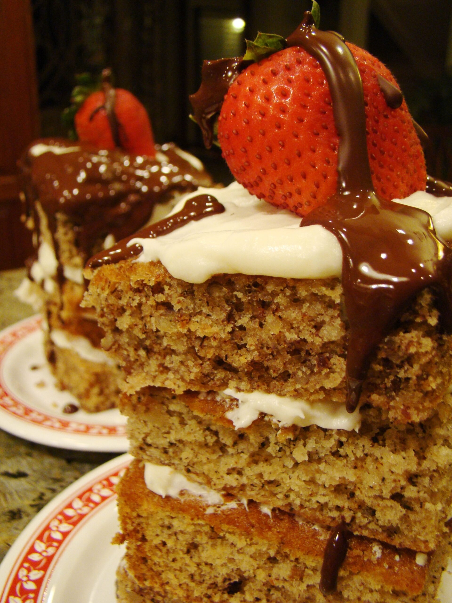 Slice of hummingbird cake