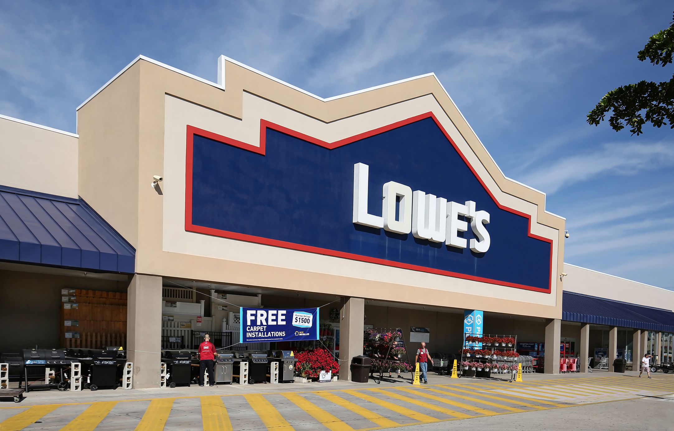 Oakland Park, Florida, USA - November 25, 2019: Lowe's home improvement store front. The company operates a chain of retail stores in the United States and Canada.