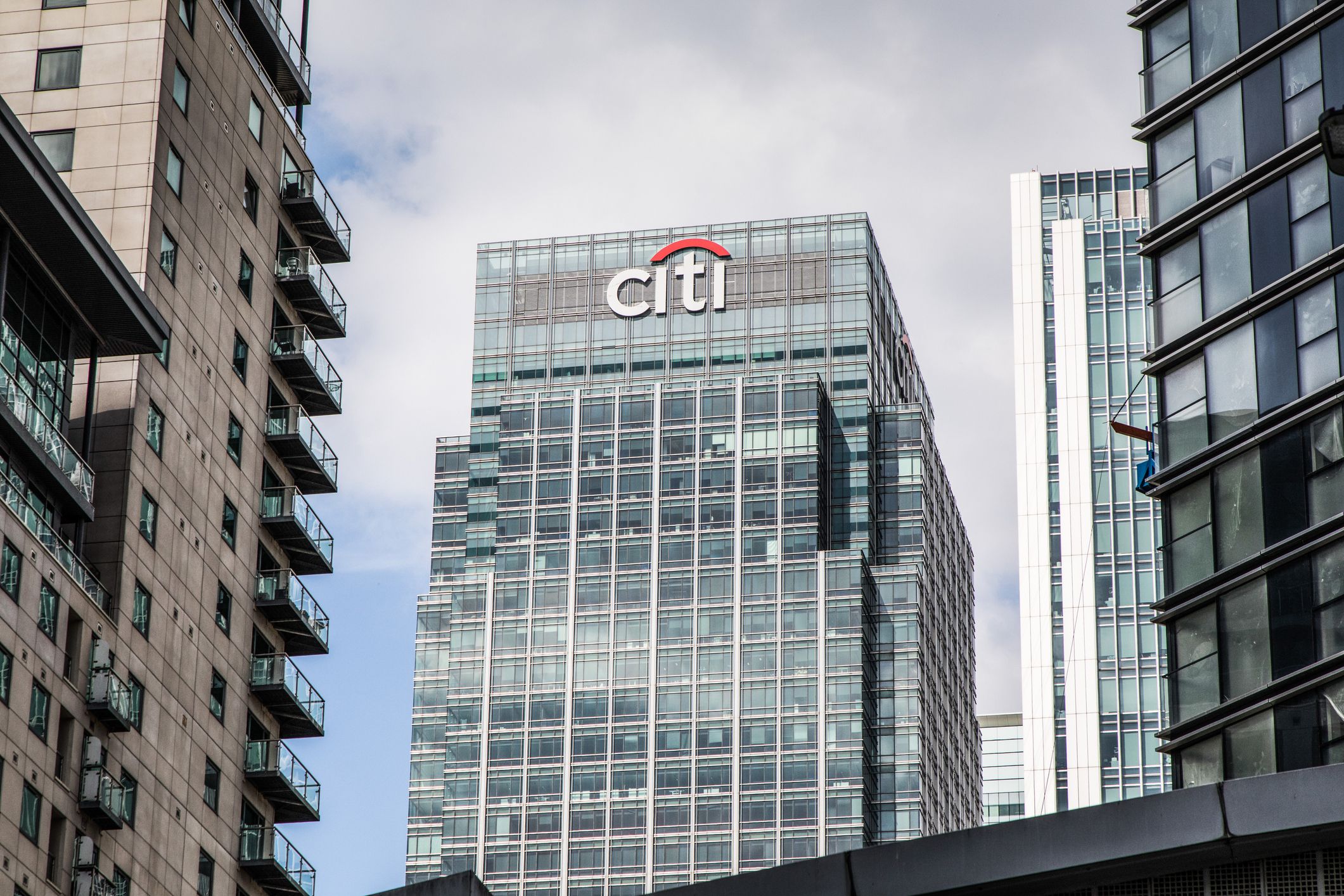 London, United Kingdom - May 15th 2020:Views of London City Financial District, Canary Wharf. Citibank, HSBC, Barclays are all residents. No office workers are present as it is during coronavirus lockdown.