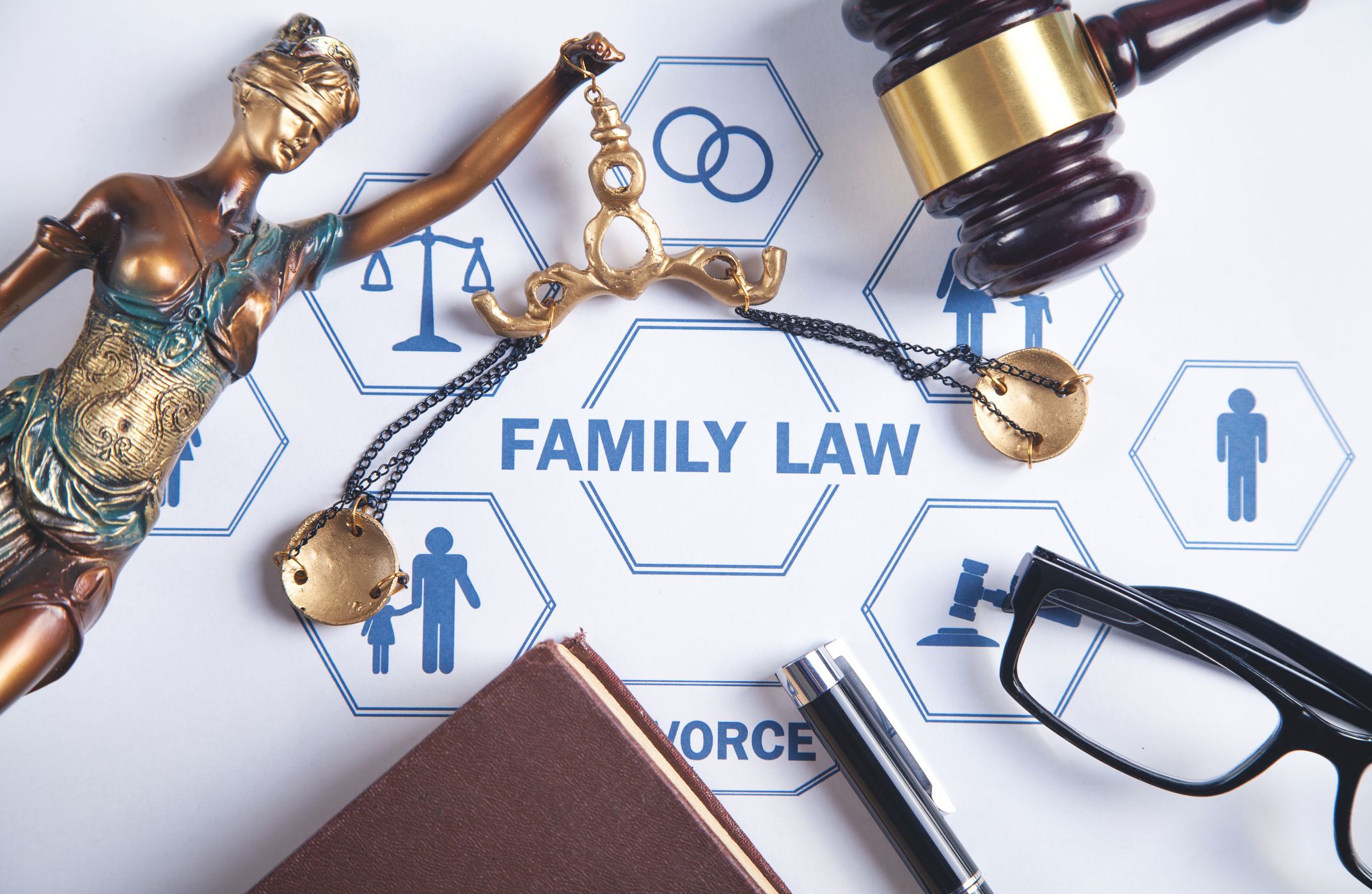 Family Law. Judge gavel and book on the desk
