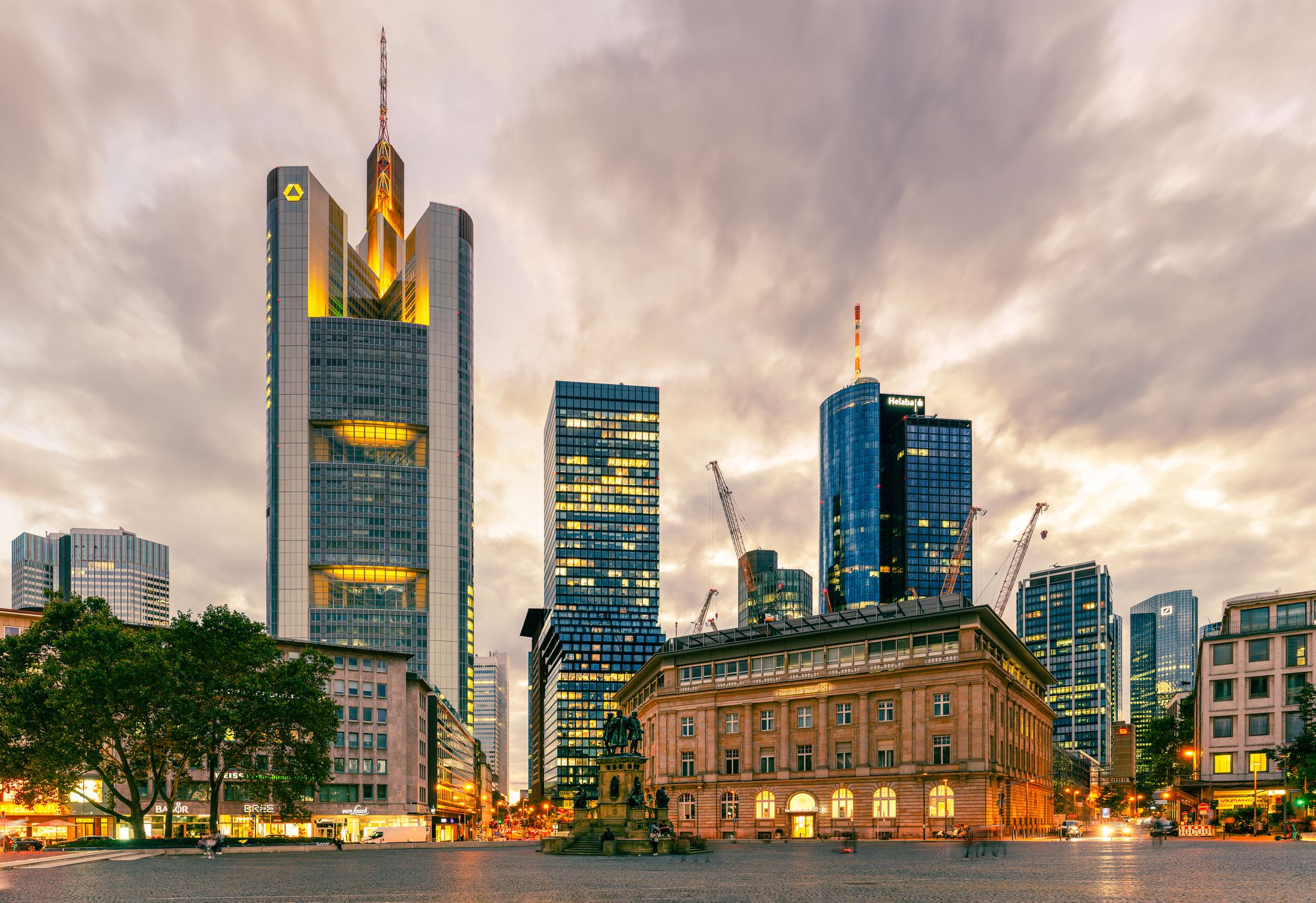 September 24, 2021 - Frankfurt Germany: The image shows the city center of Frankfurt with its most important skyscrapers