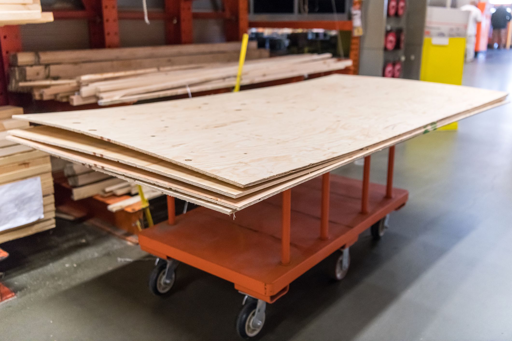 plywood for sale in a macro hardware store
