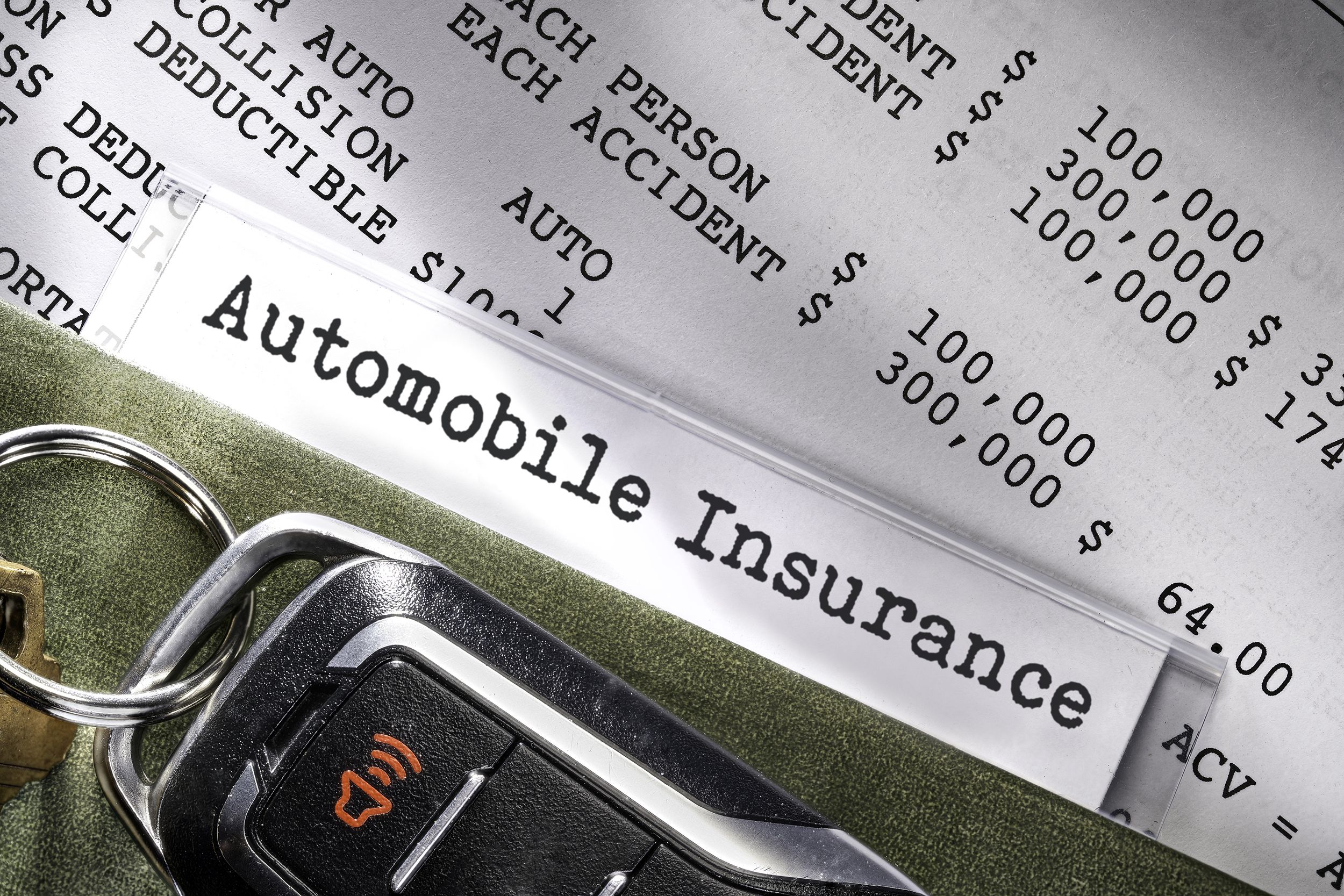 car automobile Insurance policy with keys
