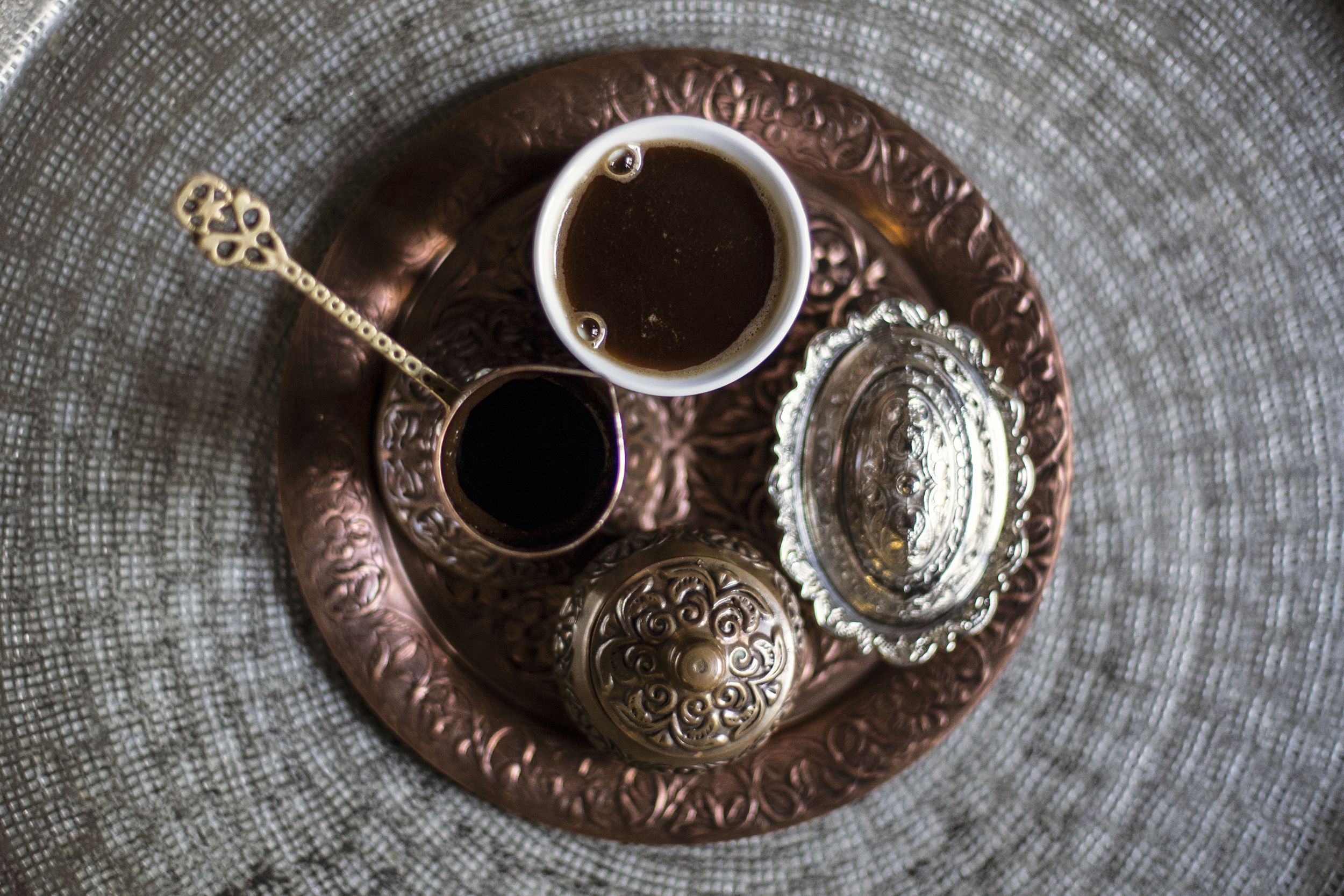 traditional middle east coffee pot and cup