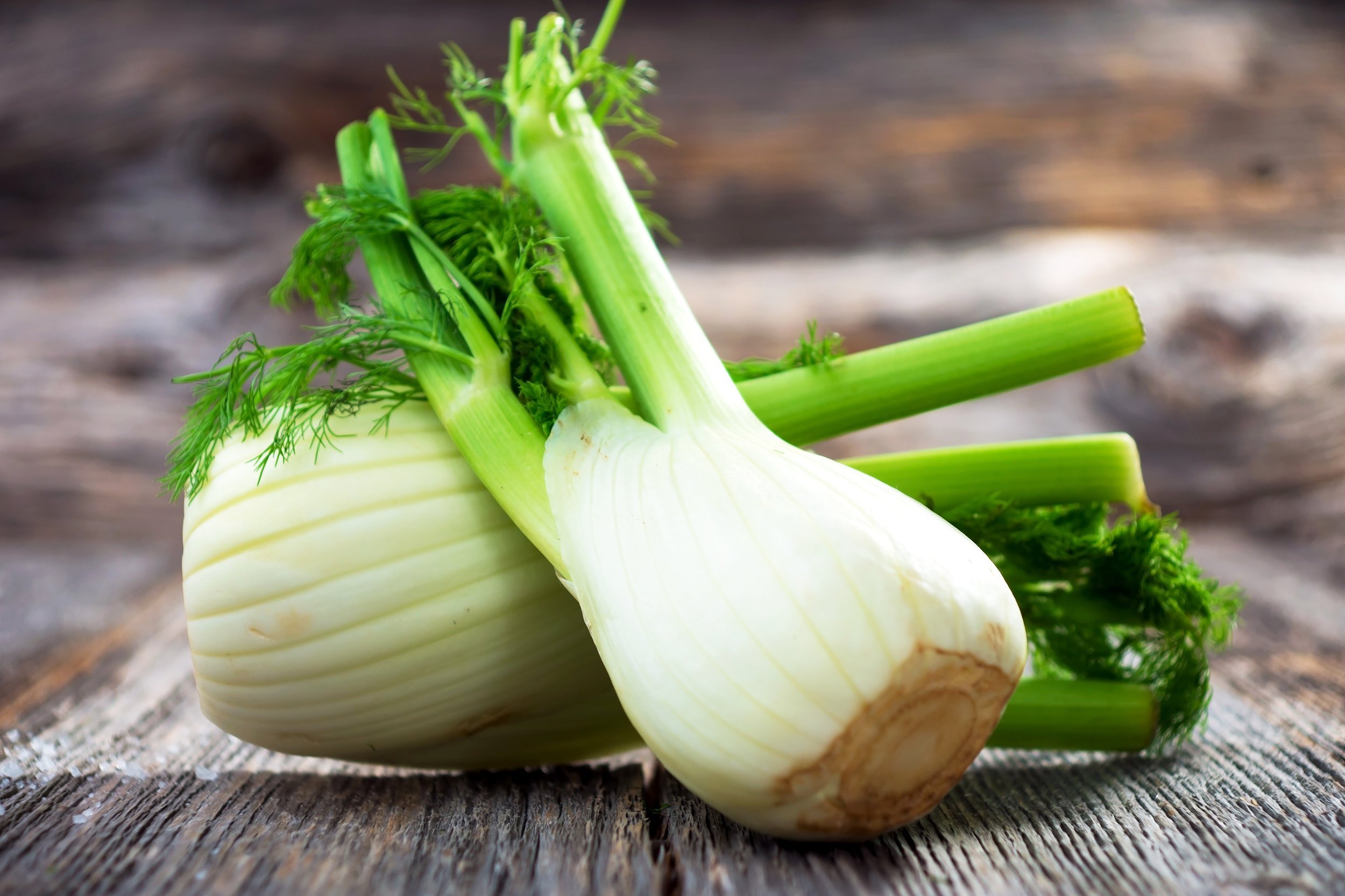 fennel on wooden table