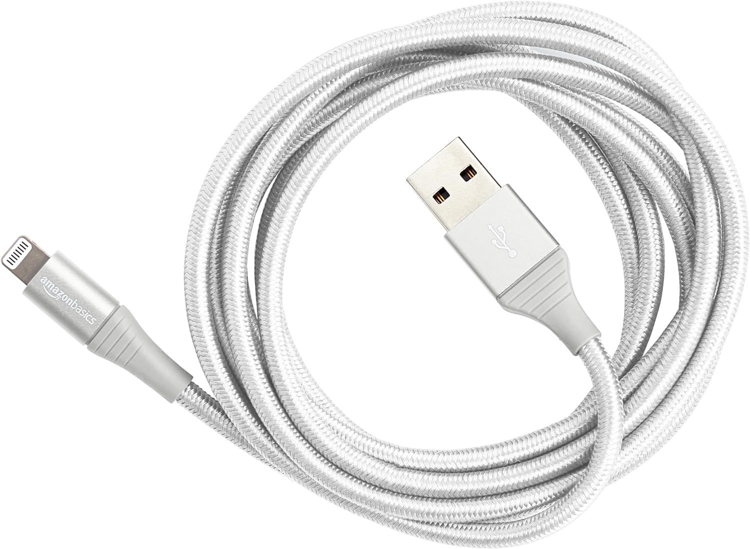 Amazon Basics USB-A to Lightning Charger 6 Foot Cable, Silver