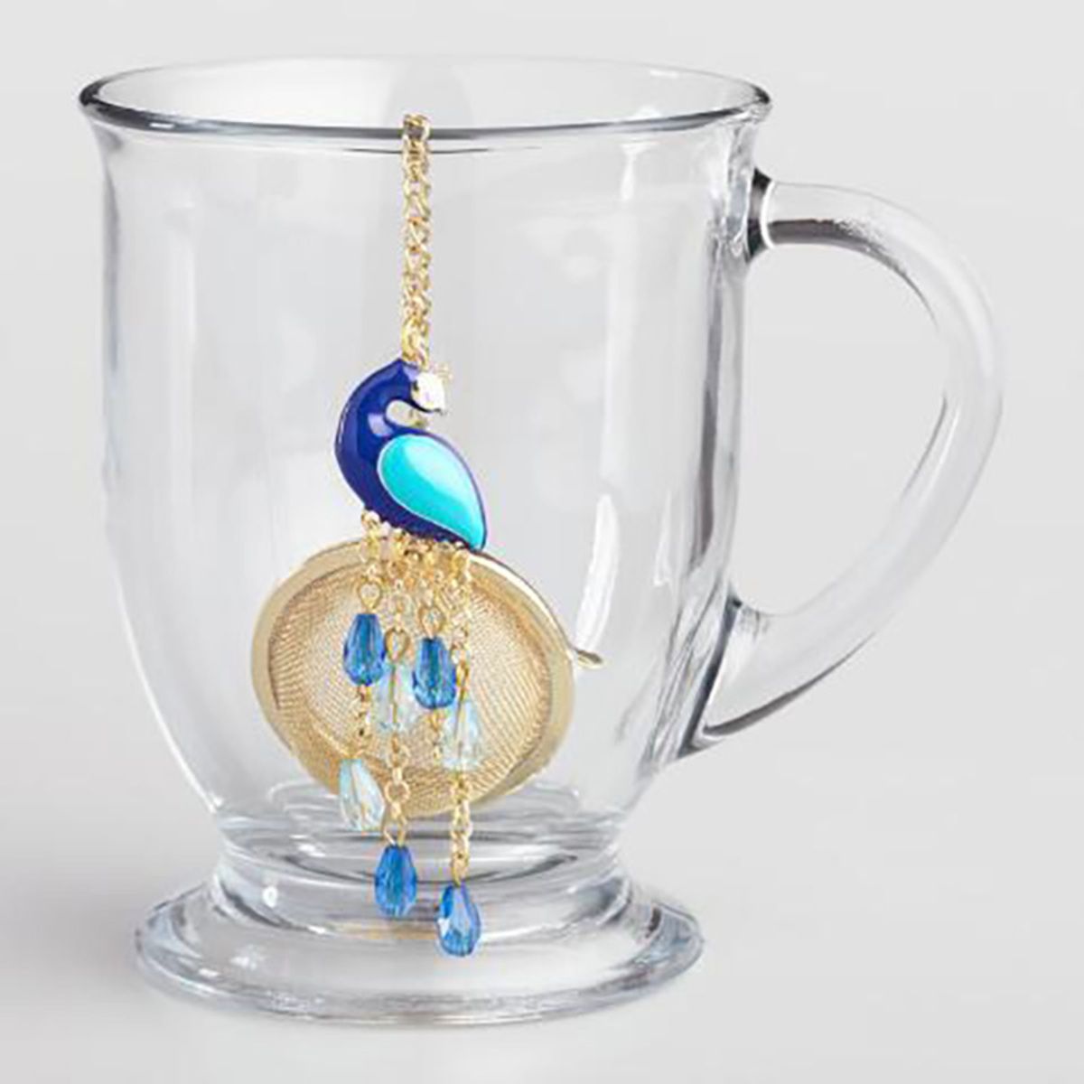 Blue Peacock Gold Mesh Ball Tea Infuser