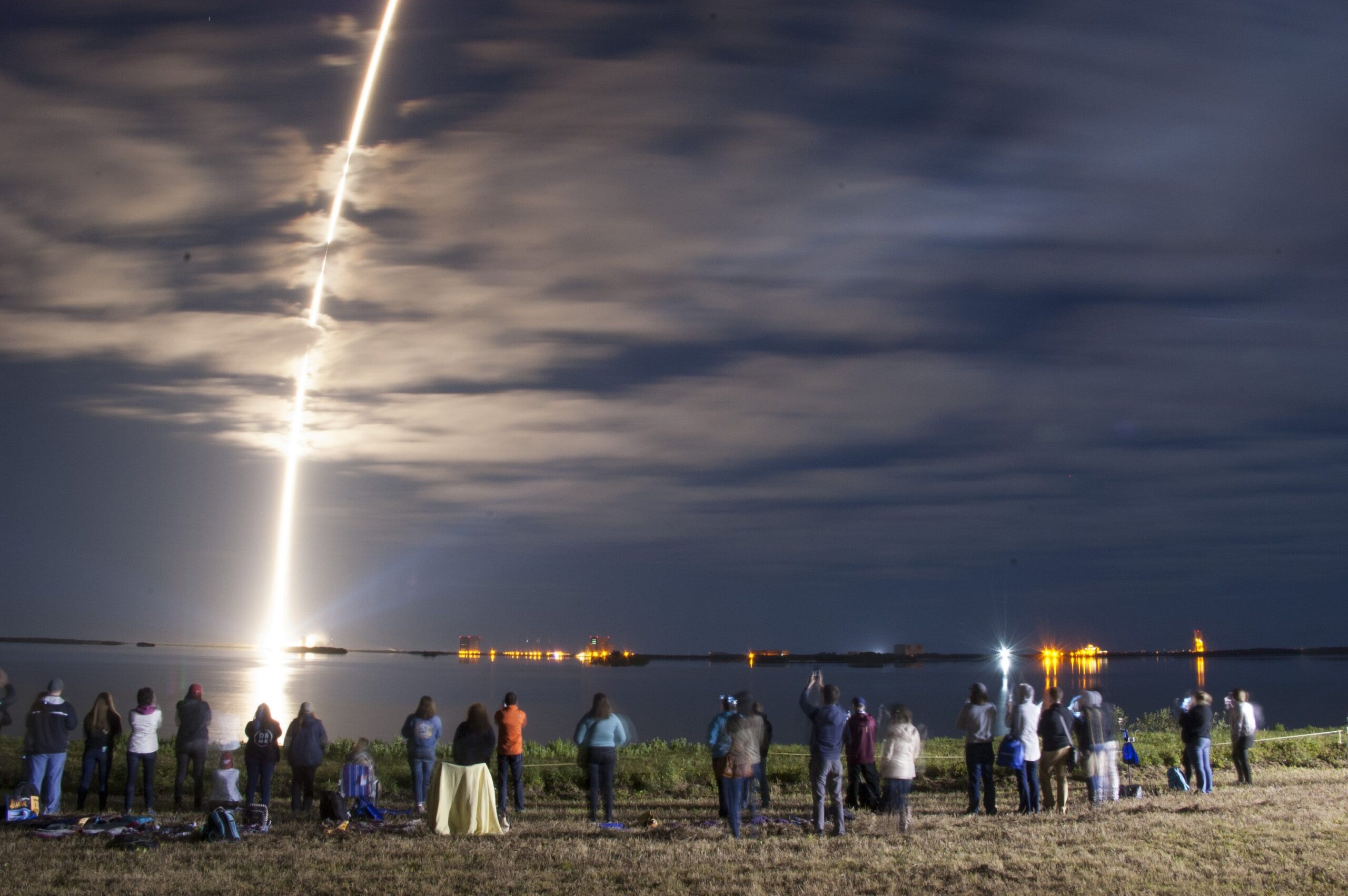 View of Celestis memorial spaceflight across body of water