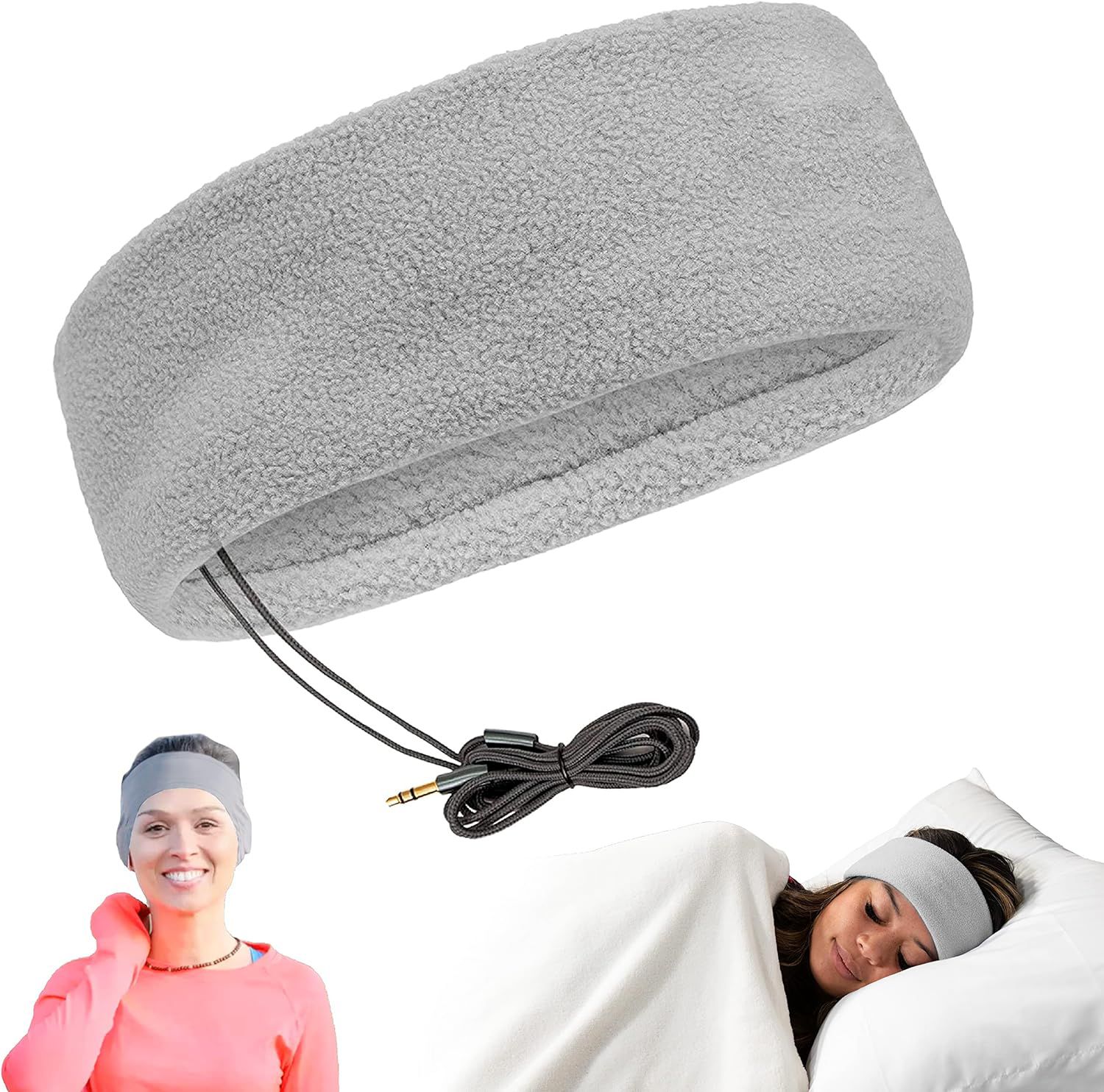 CozyPhones Fleece Sleep Headphones, Gray