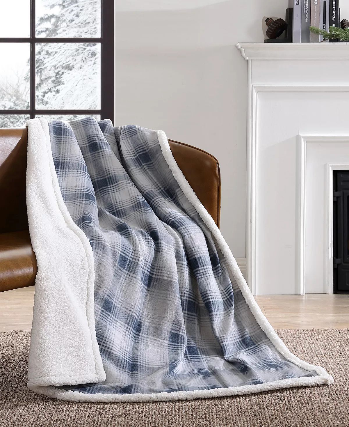 Eddie Bauer Nordic Plaid Ultra Soft Plush Fleece Reversible Oversized Throw Blanket 70