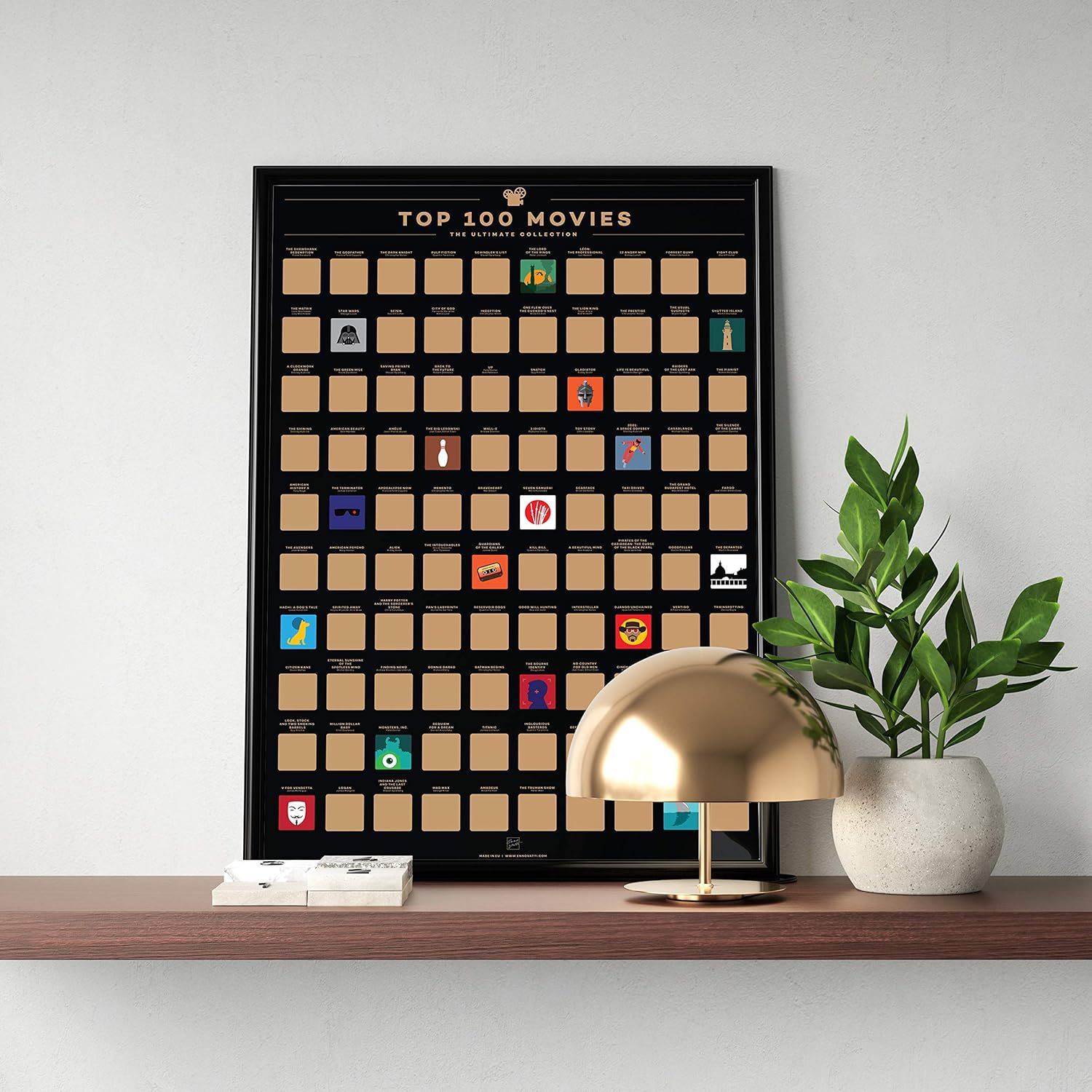 Enno Vatti Top 100 Movies Scratch Off Poster