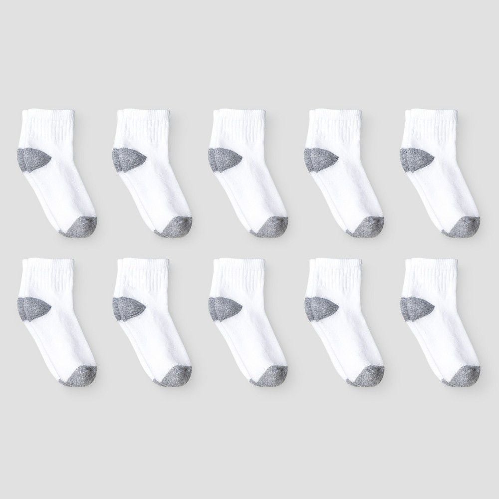 Boys' 10pk Athletic Ankle Socks - Cat & Jack White