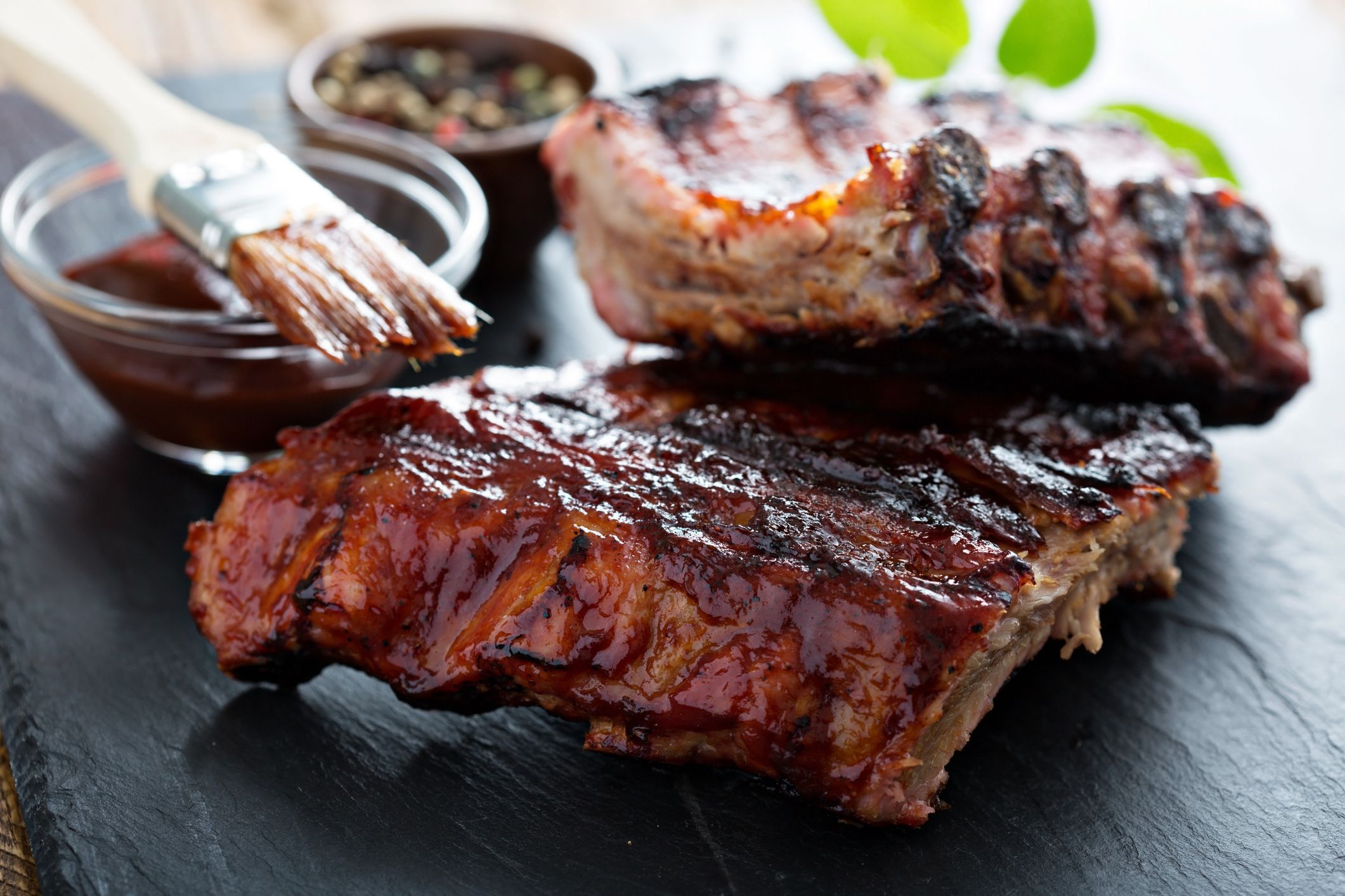 Grilled pork ribs with barbecue sauce