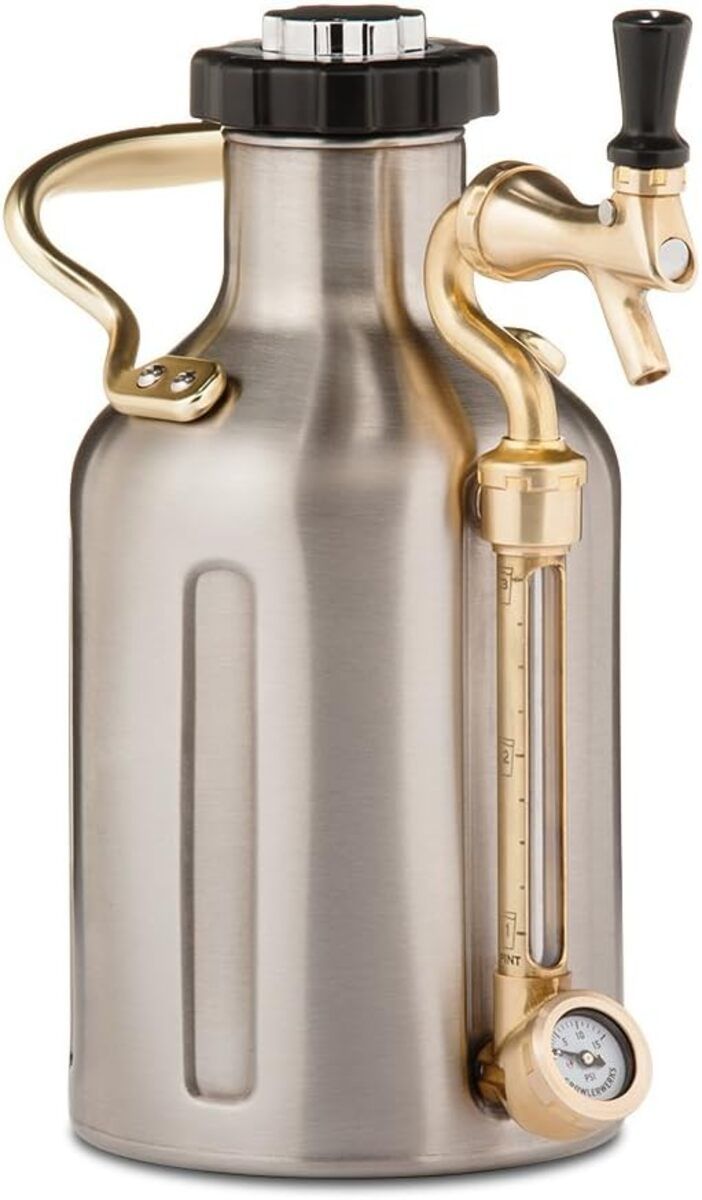 GrowlerWerks uKeg Carbonated Growler, 64 oz, Stainless Steel