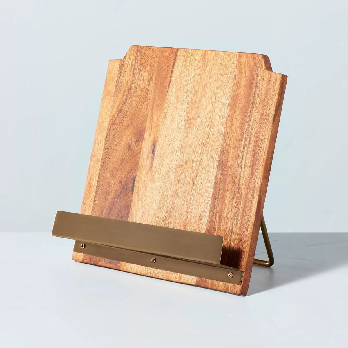 Hearth & Hand with Magnolia Wood Cookbook Holder with Metal Ledge