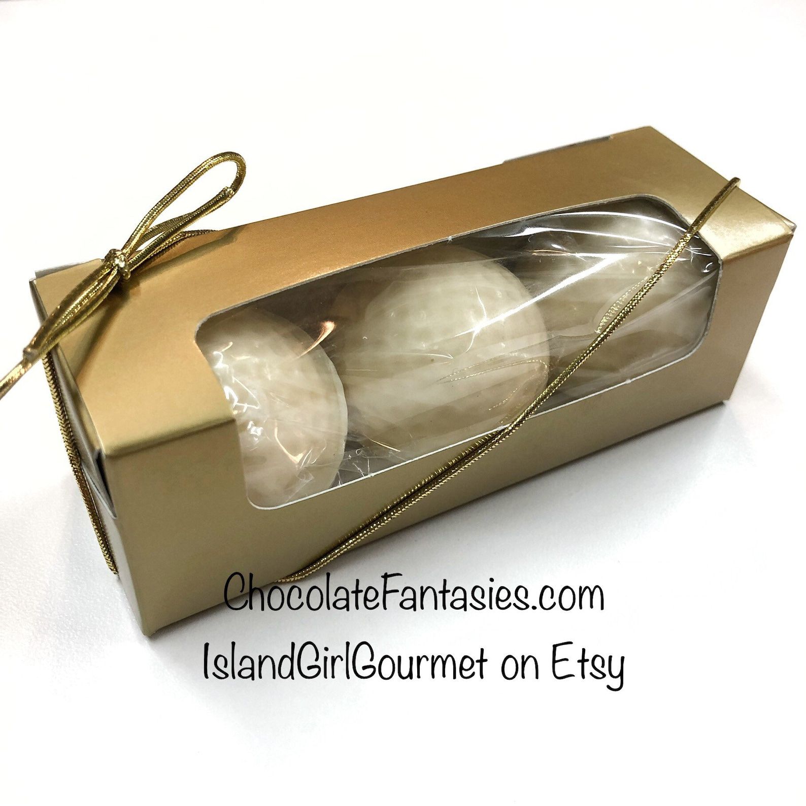 IslandGirlGourmet on Etsy 3 White Chocolate Golf Balls