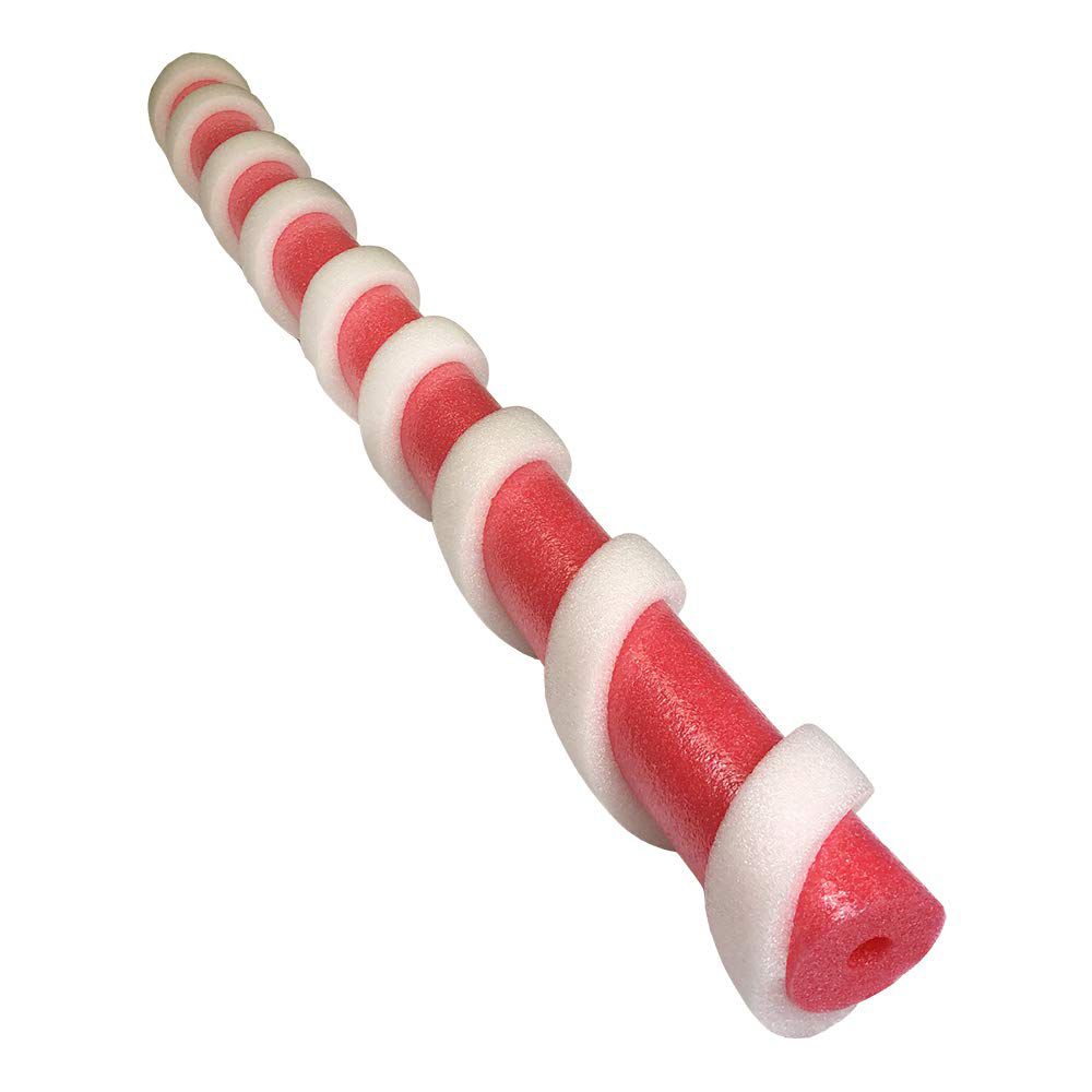 Red and white foam pool noodle