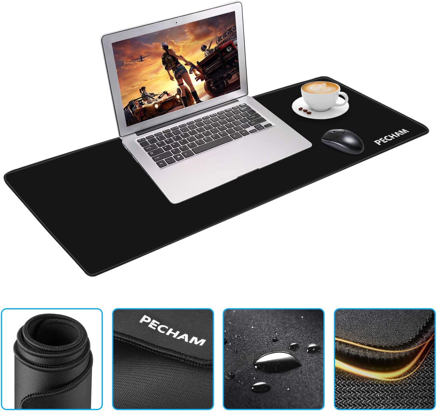 PECHAM 3mm Extended High Precise Large Gaming Mouse Pad XXL Black