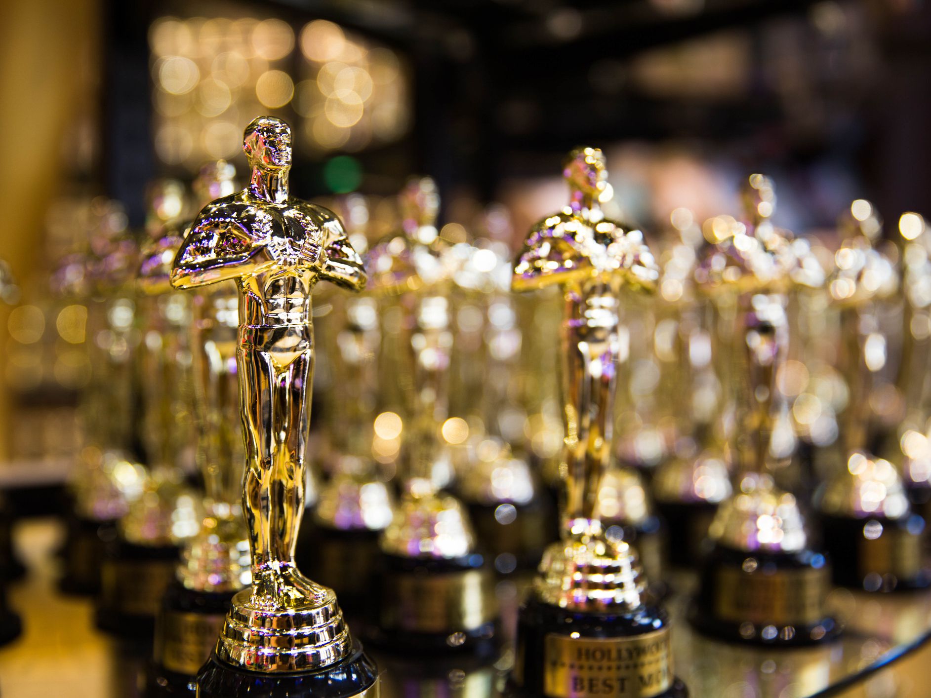 Hollywood, CA/ USA - July 26, 2018: Oscar golden award in a souvenir store on Hollywood Boulevard. Success and victory concept
