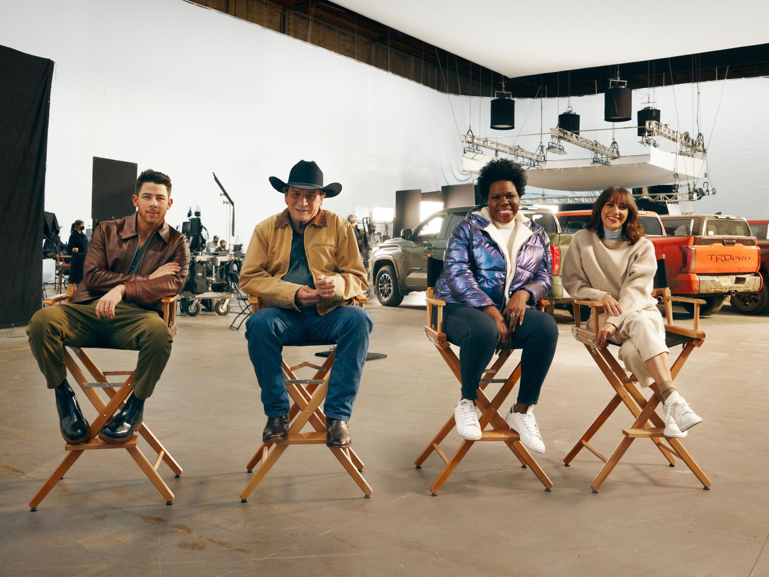 oyota Tundra Ad Stars Tommy Lee Jones, Leslie Jones, Rashida Jones and Nick Jonas
