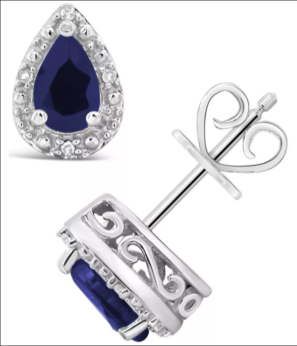 Sapphire and Diamond Stud Earrings