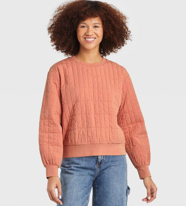 Universal Thread Women's Quilted Pullover Sweatshirt