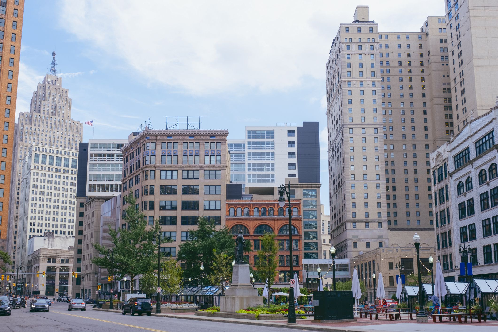 Capitol park in Detroit downtown Summer