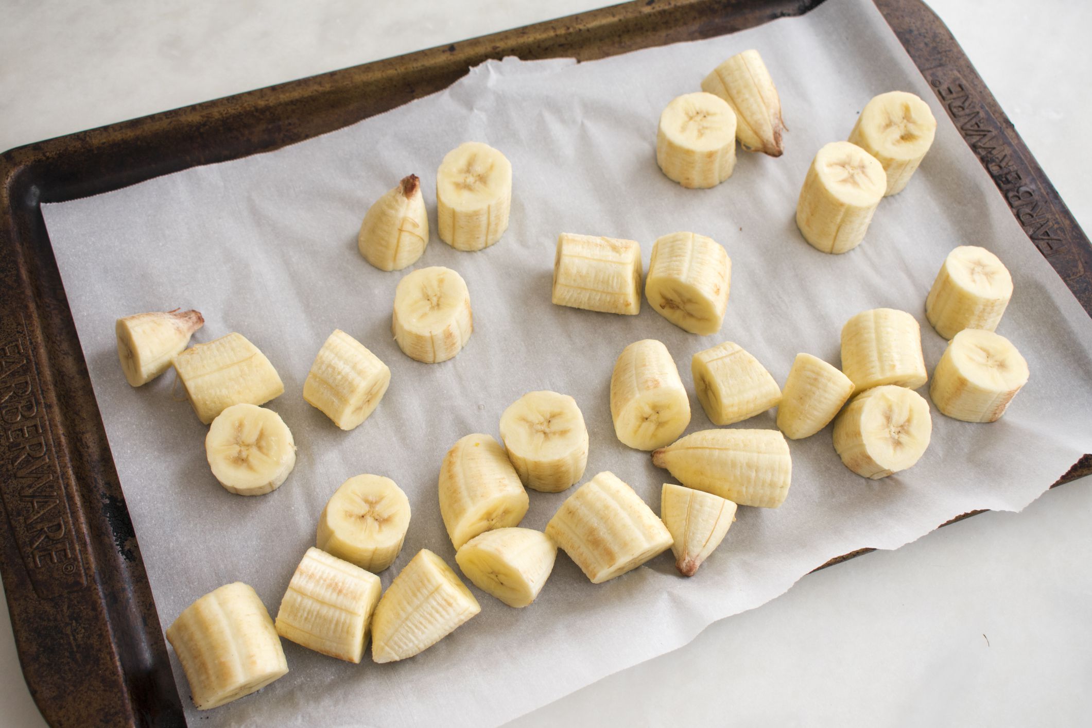 Slices of banana that have been frozen