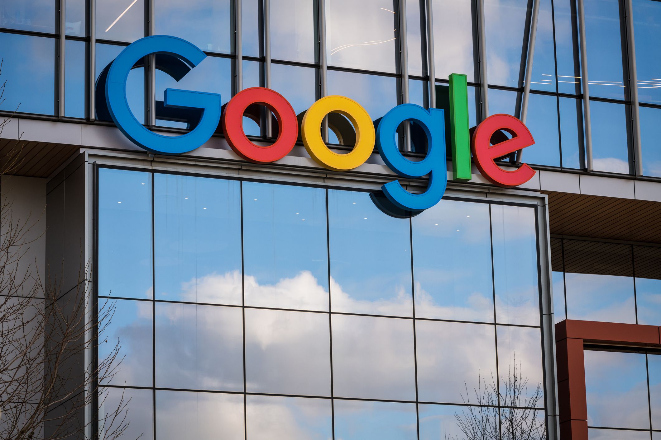 Seattle, USA - Feb 26, 2020: The new Google building in the south lake union area late in the day with a reflection of clouds.