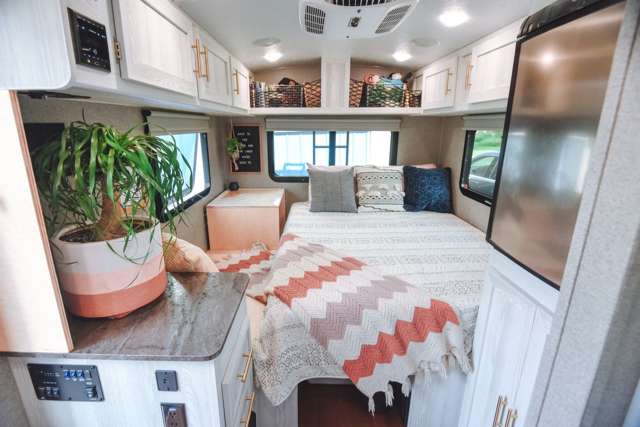 camper with a remodeled interior